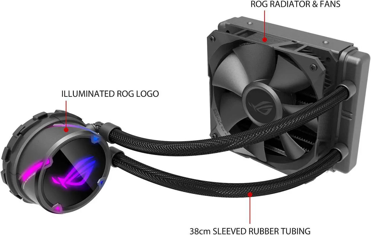 Alt view image 2 of 8 - ASUS ROG Strix LC 120 RGB AIO Liquid CPU Cooler 120mm Radiator, 120mm 4-pin PWM Fan with FanXpert Controls, support for Intel and AMD motherboards LGA 1700 Compatible