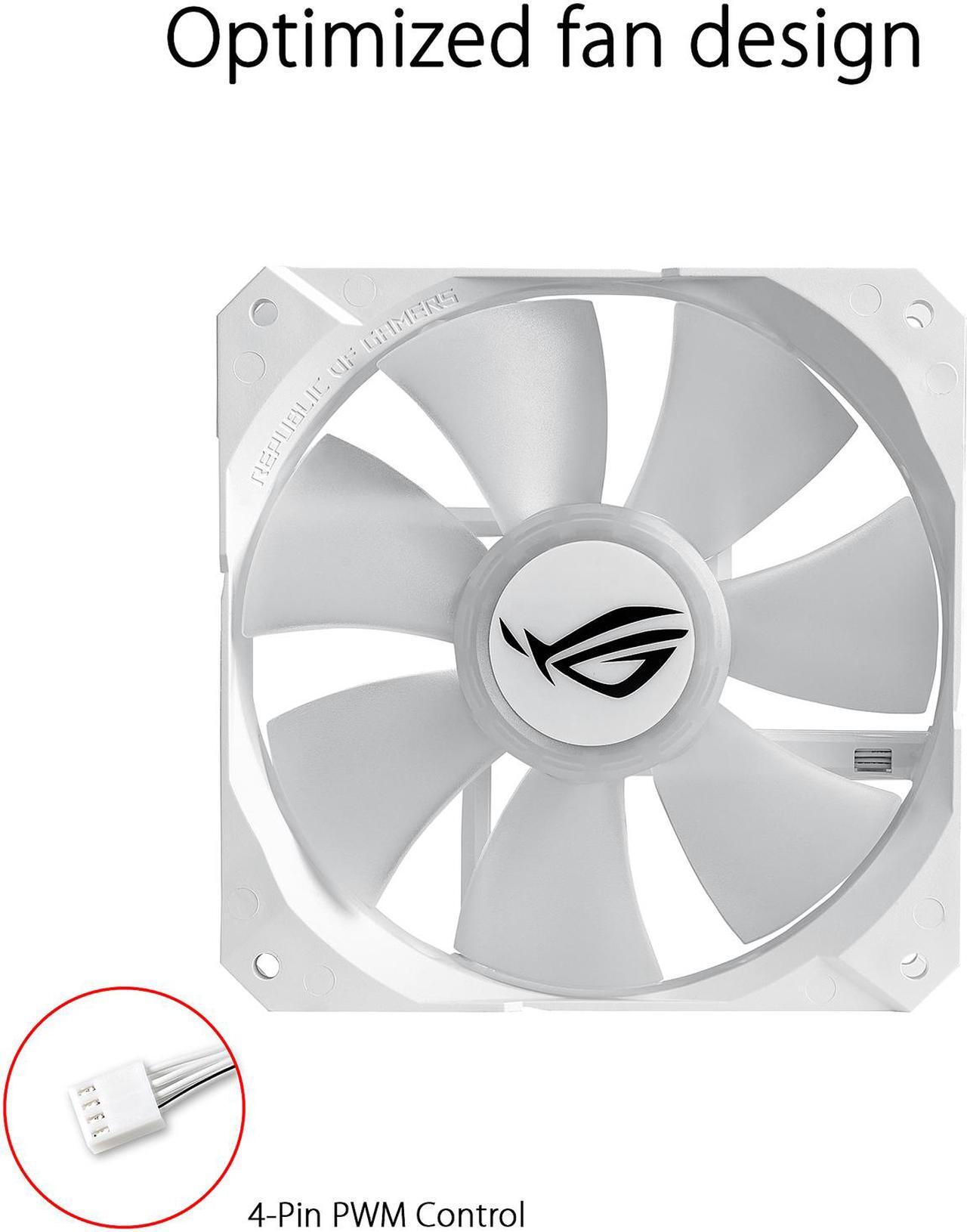 Alt view image 9 of 11 - ASUS ROG Strix LC 240 RGB White Edition All-in-one Liquid CPU Cooler with Aura Sync RGB, and Dual ROG 120mm Addressable RGB Radiator Fans LGA 1700 Compatible