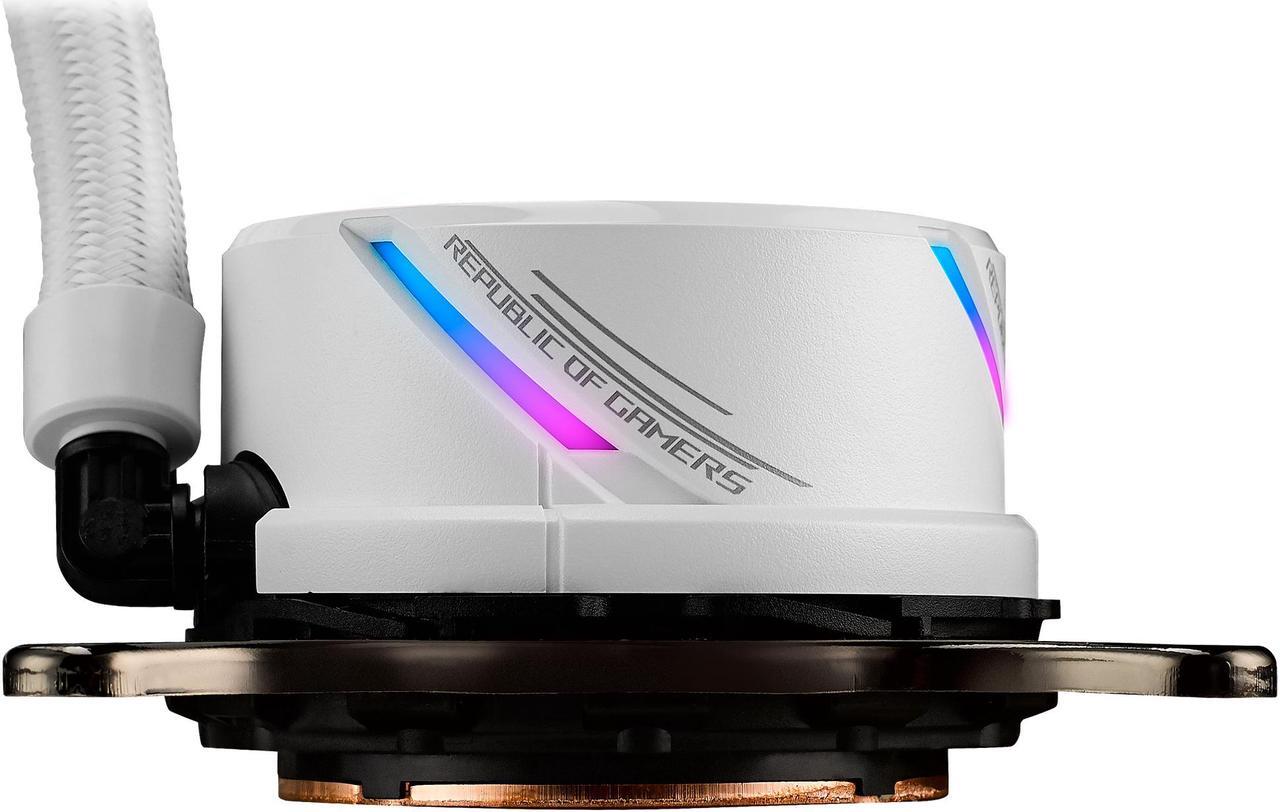 Alt view image 6 of 11 - ASUS ROG Strix LC 240 RGB White Edition All-in-one Liquid CPU Cooler with Aura Sync RGB, and Dual ROG 120mm Addressable RGB Radiator Fans LGA 1700 Compatible