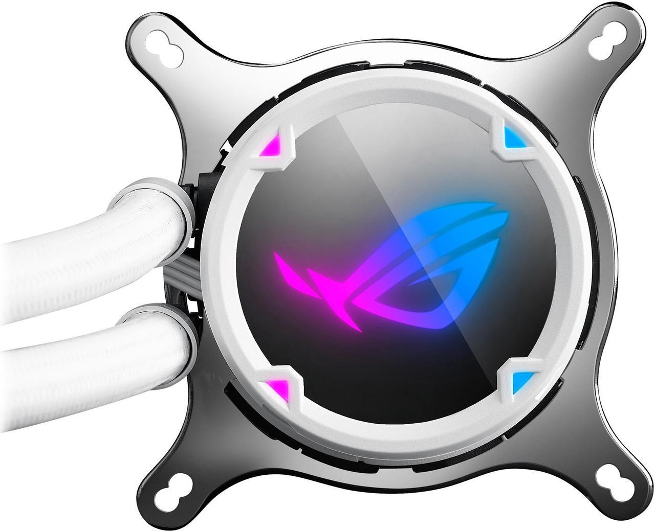 Alt view image 4 of 11 - ASUS ROG Strix LC 240 RGB White Edition All-in-one Liquid CPU Cooler with Aura Sync RGB, and Dual ROG 120mm Addressable RGB Radiator Fans LGA 1700 Compatible
