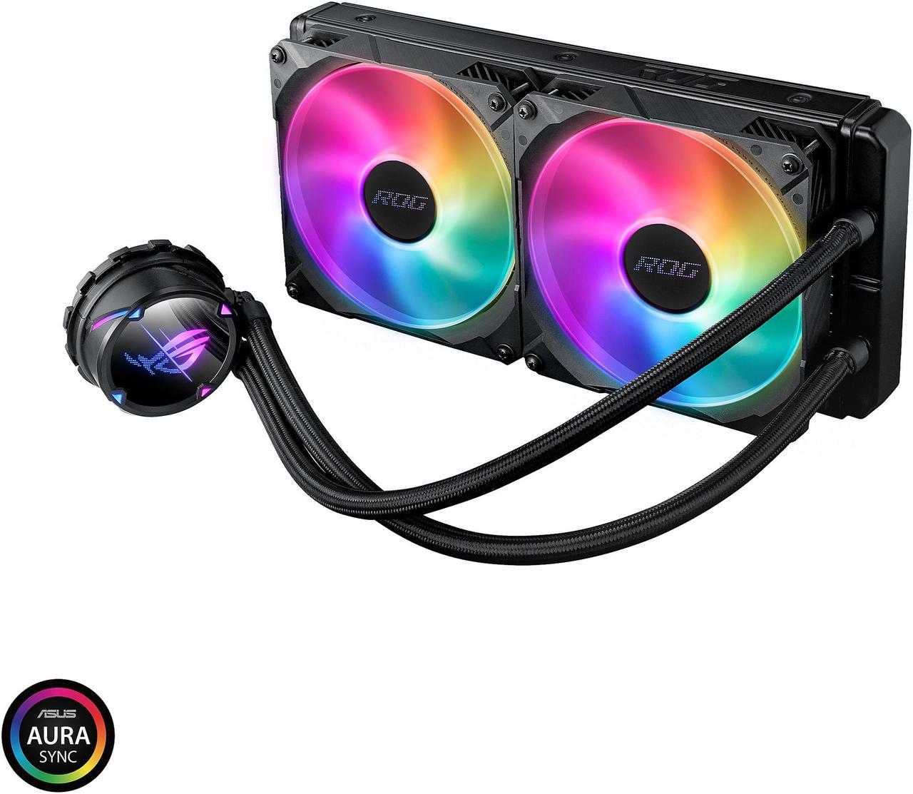 ASUS ROG Strix LC II 280 ARGB all-in-one liquid CPU cooler(AIO) with Aura Sync, AMD AM4/TR4, and Intel LGA 1150/1151/1155/1156/1200/2066 support, dual ROG 140 mm addressable RGB radiator fans