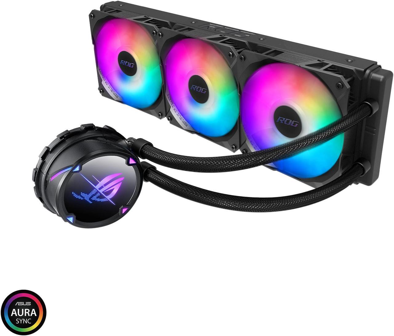 ASUS ROG Strix LC II 360 ARGB All-in-one AIO Liquid CPU Cooler 360mm Radiator, Intel LGA1700, 115x/2066 and AMD AM4/TR4 Support, Triple 120mm 4-pin PWM Addressable RGB Radiator Fans