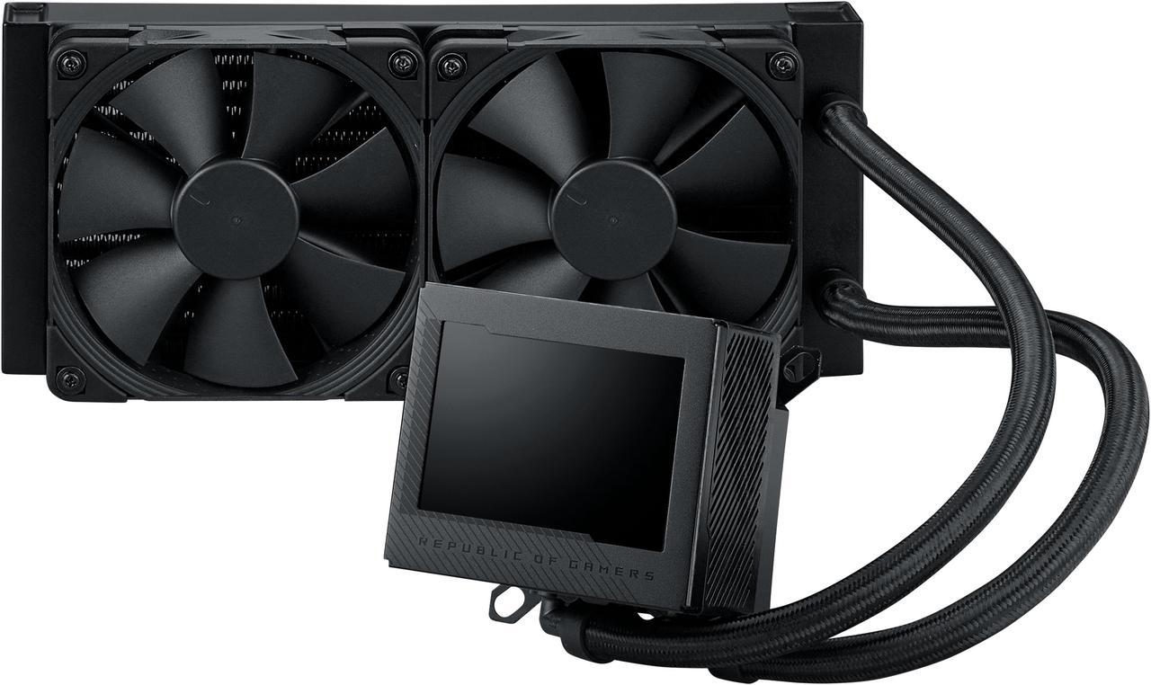 ASUS ROG Ryujin III 240 all-in-one liquid CPU cooler with 240mm radiator. Asetek 8th gen pump, 2x Noctua industrialPPC 120mm fans, 3.5” color LCD