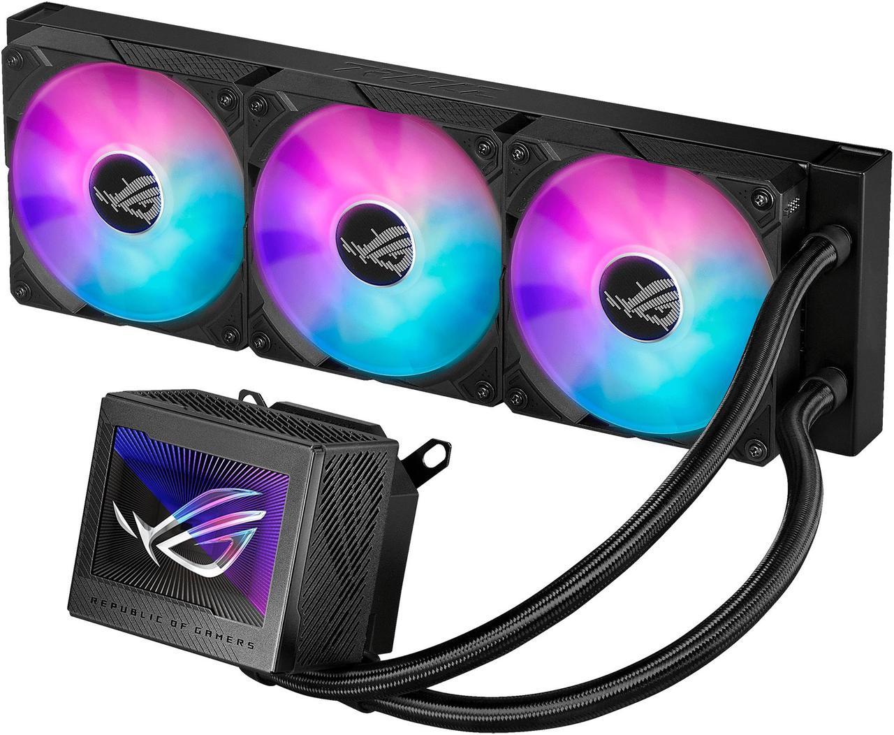 ASUS ROG Ryujin III 360 ARGB All-in-one Liquid CPU Cooler with 360mm Radiator. 3x Magnetic 120mm ARGB Fans (Daisy Chain design), 3.5" LCD Display - Supports Intel LGA 1851/1700 and AMD AM5/AM4