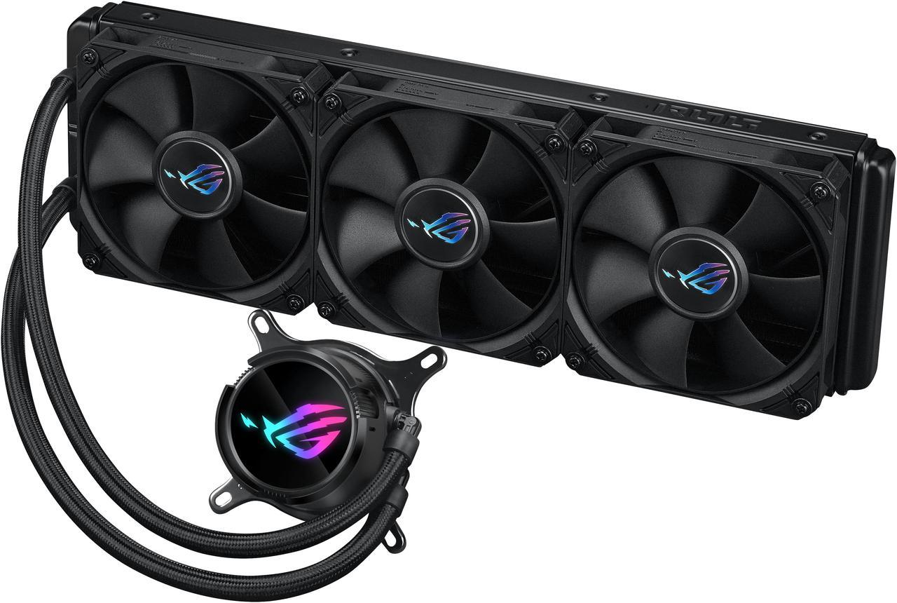 ASUS ROG Strix LC III 360 all-in-one CPU liquid cooler with 360° rotatable water block, Asetek’s new Gen7 v2 pump, premium ROG fans, and 10+ custom Aura lighting effects