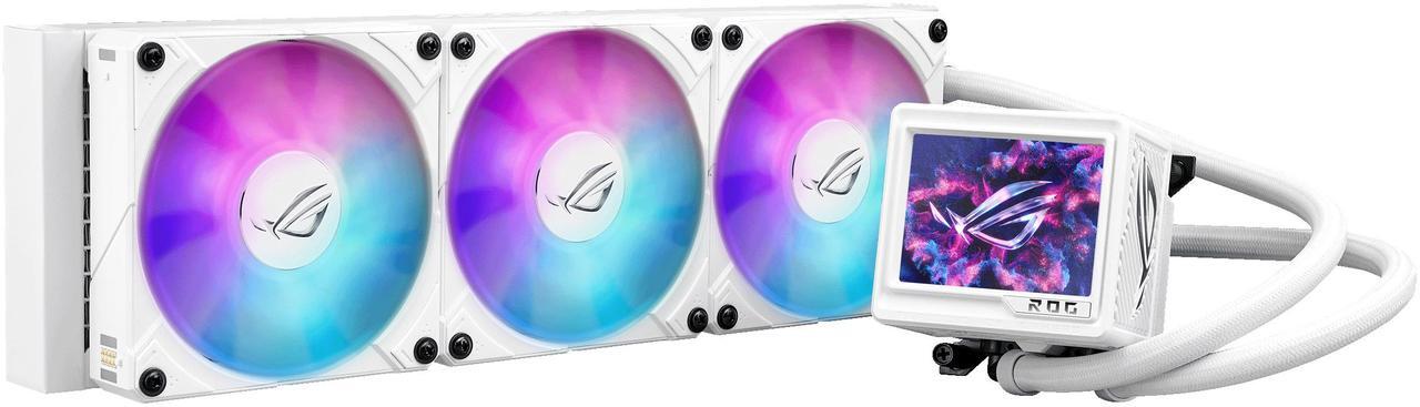 Alt view image 2 of 16 - ASUS ROG RYUYJIN III 360 ARGB EXTREME White Edition all-in-one AIO CPU liquid cooler, AMD Ryzen 9000 & Intel® Core™ Ultra Ready, Asetek Gen8 V2 pump; high airflow & static pressure magnetic fans; customizable 3.5" LCD