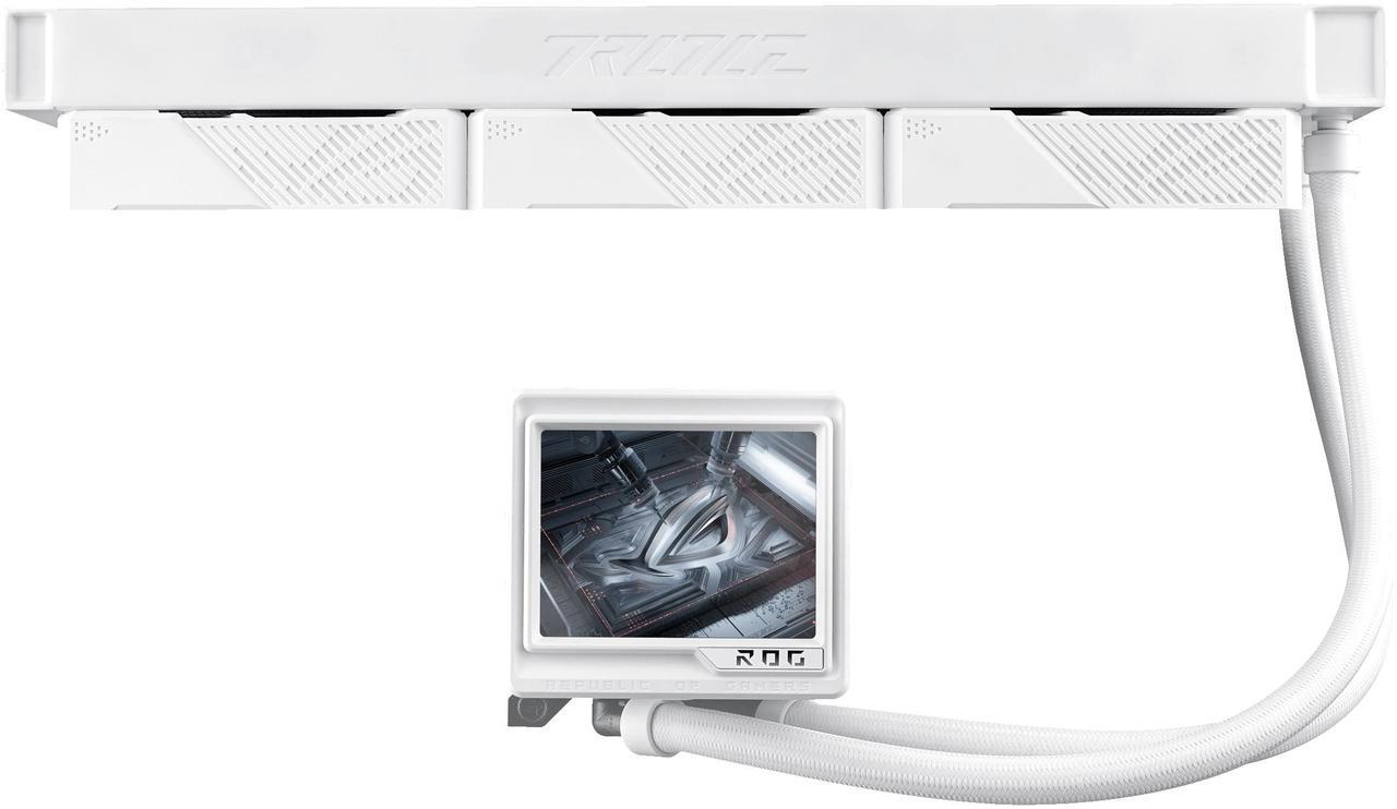 Alt view image 14 of 16 - ASUS ROG RYUYJIN III 360 ARGB EXTREME White Edition all-in-one AIO CPU liquid cooler, AMD Ryzen 9000 & Intel® Core™ Ultra Ready, Asetek Gen8 V2 pump; high airflow & static pressure magnetic fans; customizable 3.5" LCD