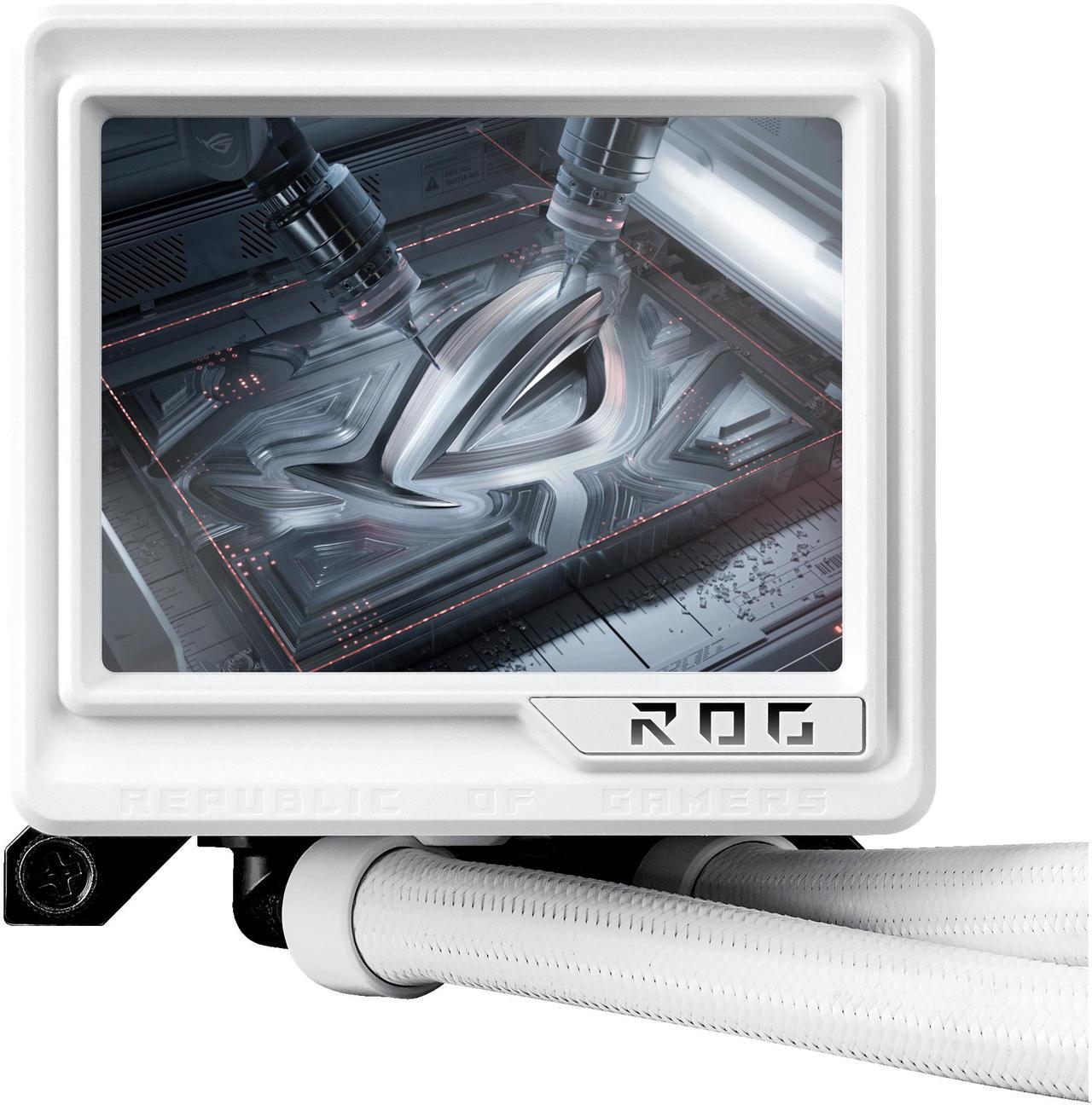 Alt view image 15 of 16 - ASUS ROG RYUYJIN III 360 ARGB EXTREME White Edition all-in-one AIO CPU liquid cooler, AMD Ryzen 9000 & Intel® Core™ Ultra Ready, Asetek Gen8 V2 pump; high airflow & static pressure magnetic fans; customizable 3.5" LCD