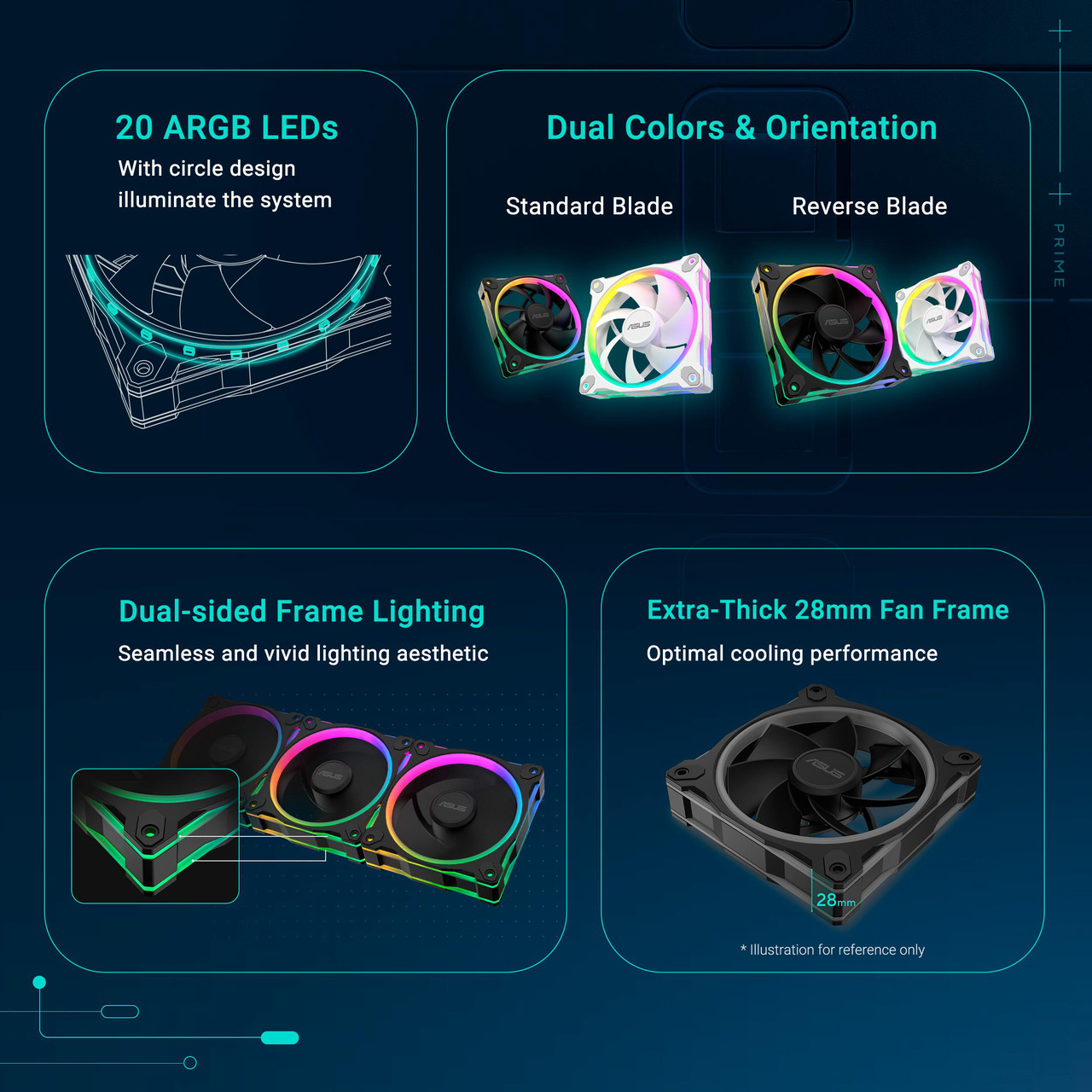 Open Box: ASUS Prime MR120 ARGB reverse fan black single pack, 28mm extra-thick frame, quiet, high-performance cooling with PWM control, 20 ARGB LEDs with dual-sided frame lighting, Aura Sync compatibility - Newegg.com - Open Box condition - Image 14