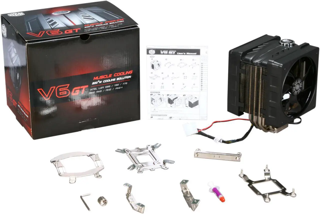 Alt view image 8 of 8 - Cooler Master V6 GT - CPU Cooler with Dual 120 mm PWM Fans and 6 Heatpipes