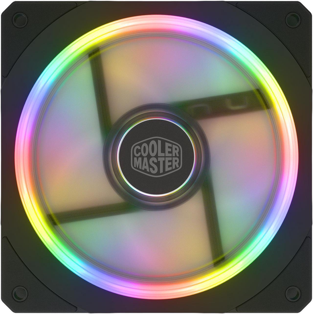 Cooler Master MasterFan SF120P ARGB 120mm Square Frame Fan w/ 24 Independently-Controlled Addressable RGB LEDS Frame Design, Cable Management and PWM Control Fan