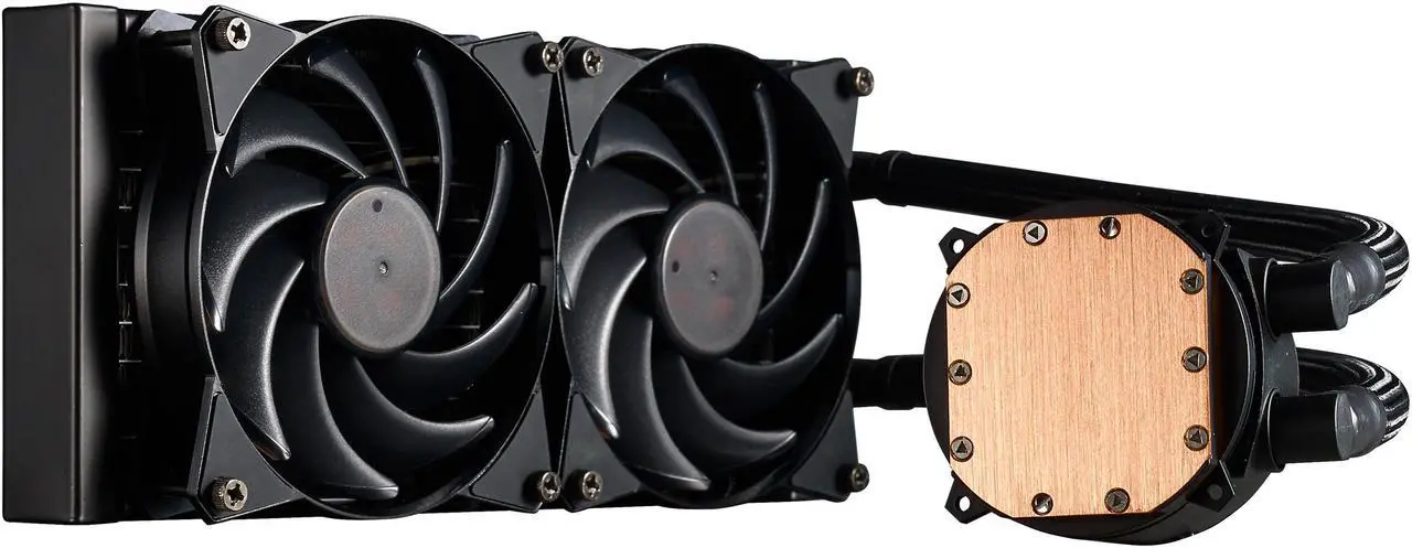 Alt view image 2 of 7 - Cooler Master MasterLiquid 240 AIO CPU Liquid Cooler, White Led Pump, Robust Sleeved FEP Tubing, Dual 120mm Air Balance MF, Dual Chamber Technology