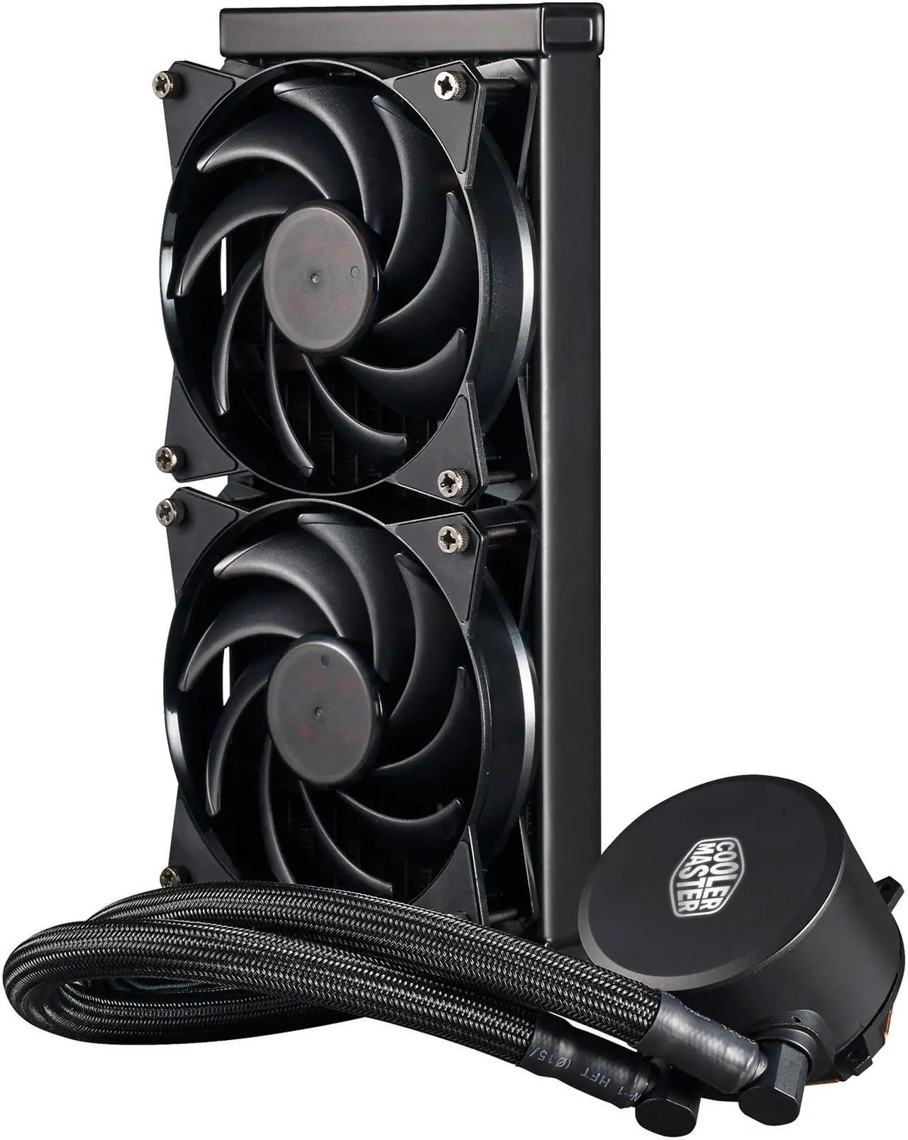 Alt view image 3 of 7 - Cooler Master MasterLiquid 240 AIO CPU Liquid Cooler, White Led Pump, Robust Sleeved FEP Tubing, Dual 120mm Air Balance MF, Dual Chamber Technology