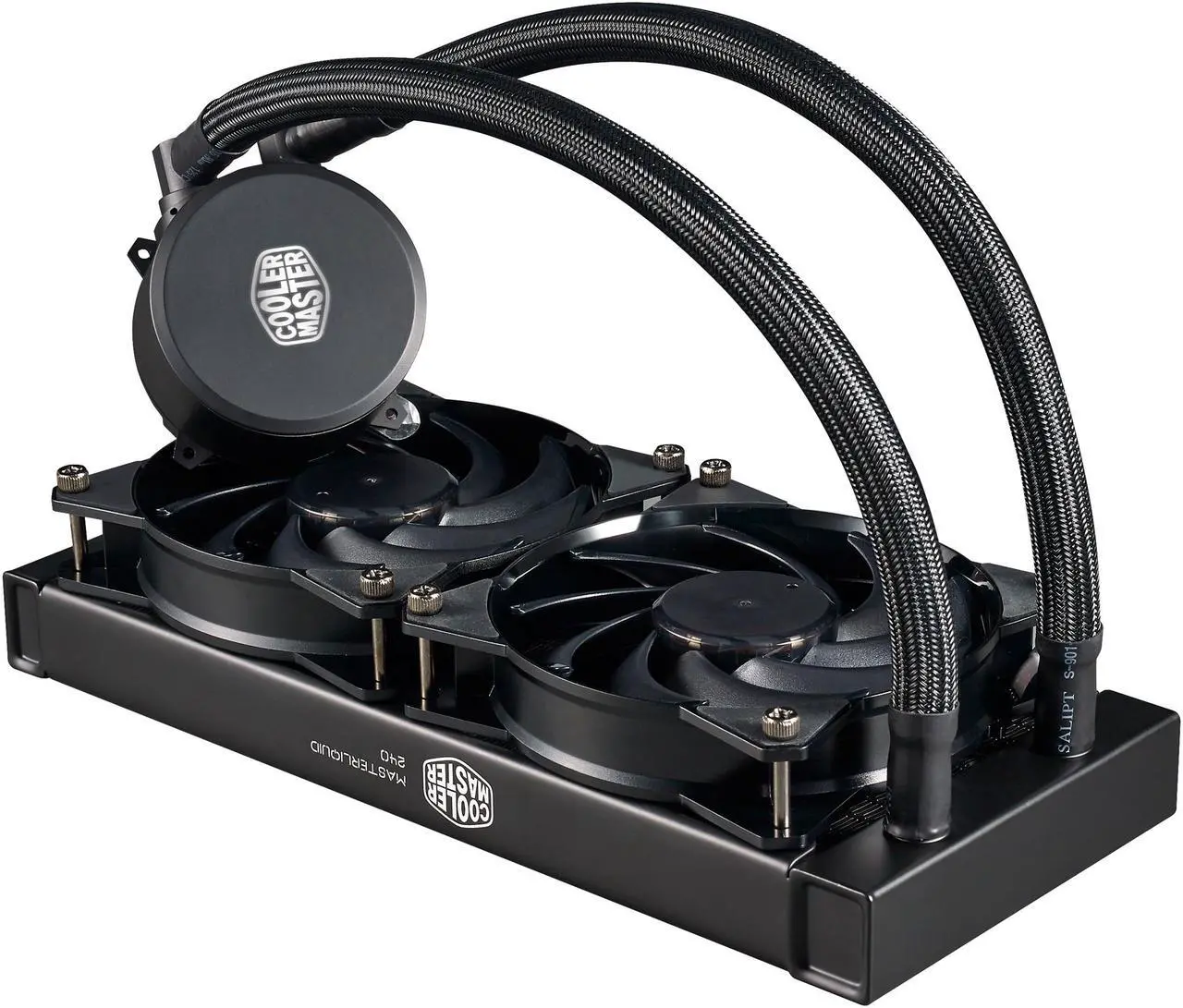 Alt view image 4 of 7 - Cooler Master MasterLiquid 240 AIO CPU Liquid Cooler, White Led Pump, Robust Sleeved FEP Tubing, Dual 120mm Air Balance MF, Dual Chamber Technology