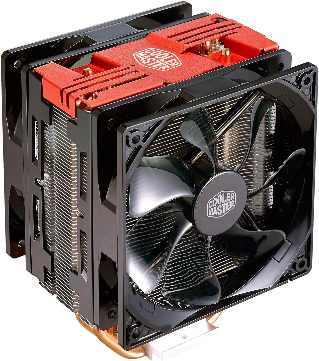 Hyper 212 LED Turbo- Red Top Cover is equipped with dual 120mm PWM Fans with red LEDs by Cooler Master