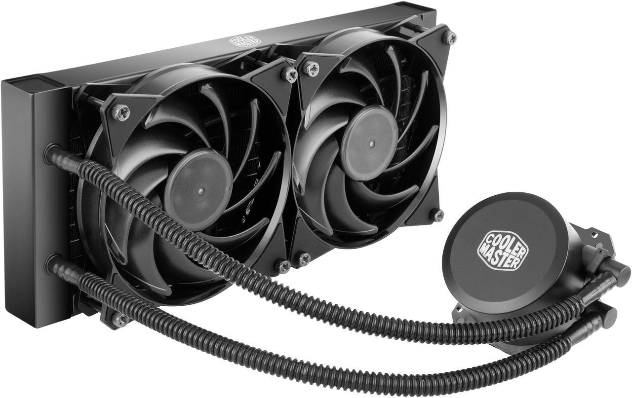 Cooler Master MasterLiquid Lite 240 AIO CPU Liquid Cooler, White LED Pump, FEP Tubing, Dual 120mm Air Balance MF, Dual Dissipation Technology LGA 1700 Compatible