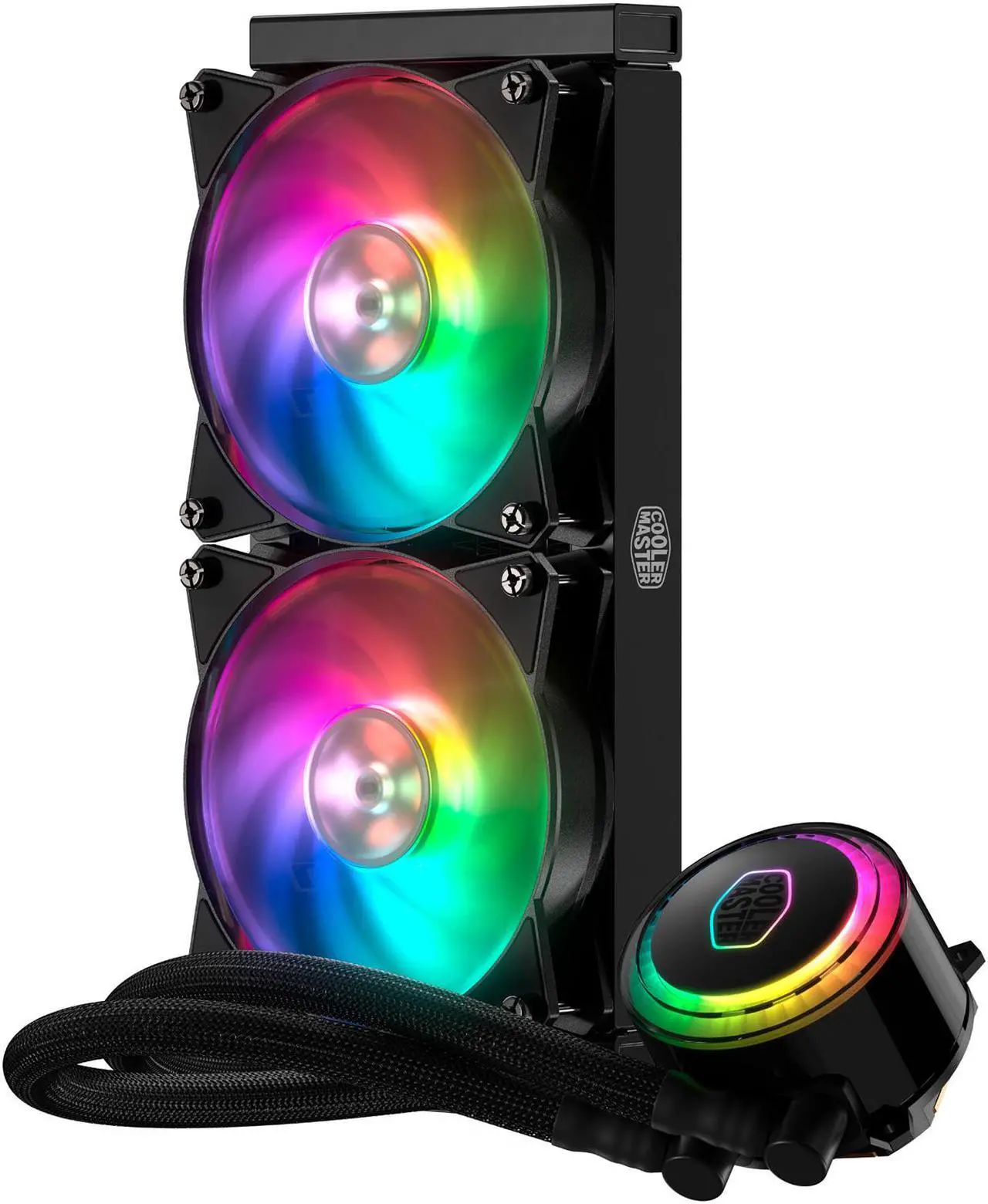 Alt view image 3 of 7 - Cooler Master MasterLiquid ML240R ARGB Close-Loop AIO CPU Liquid Cooler, 240 Radiator, Dual Chamber Pump, AddressableRGB Lighting, Dual MF120R Fans for AMD Ryzen/Intel LGA1200/1151 LGA 1700 Compatible