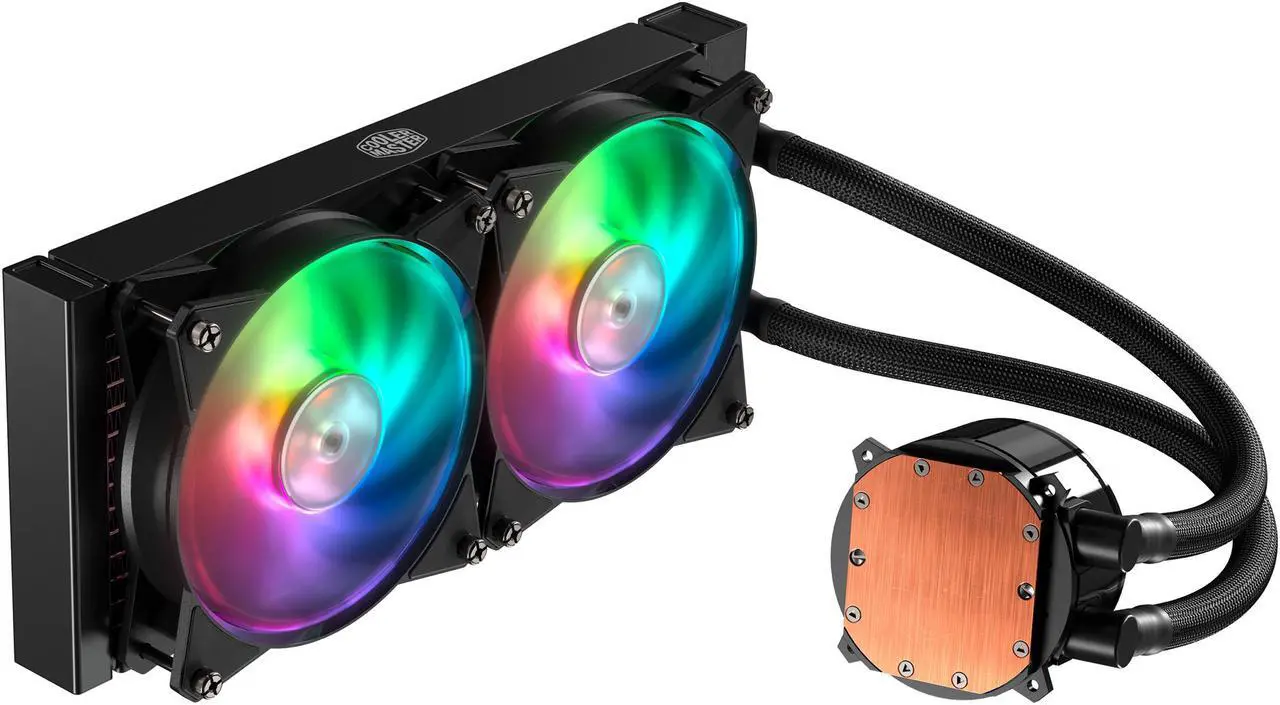Alt view image 4 of 7 - Cooler Master MasterLiquid ML240R ARGB Close-Loop AIO CPU Liquid Cooler, 240 Radiator, Dual Chamber Pump, AddressableRGB Lighting, Dual MF120R Fans for AMD Ryzen/Intel LGA1200/1151 LGA 1700 Compatible