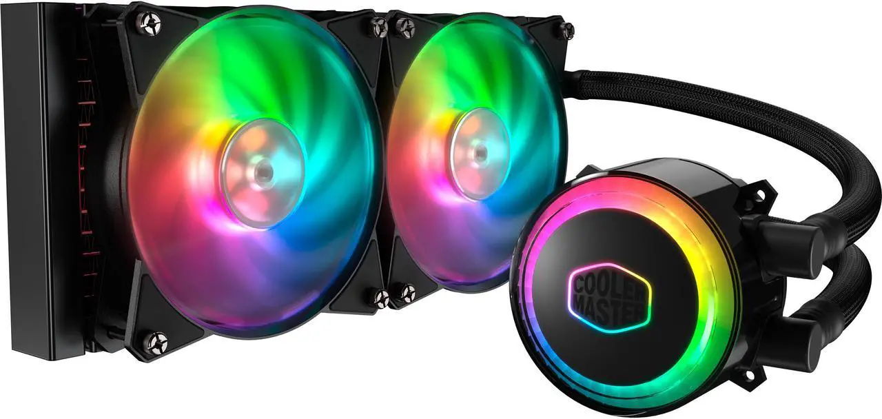 Main image of Cooler Master MasterLiquid ML240R ARGB Close-Loop AIO CPU Liquid Cooler, 240 Radiator, Dual Chamber Pump, AddressableRGB Lighting, Dual MF120R Fans for AMD Ryzen/Intel LGA1200/1151 LGA 1700 Compatible