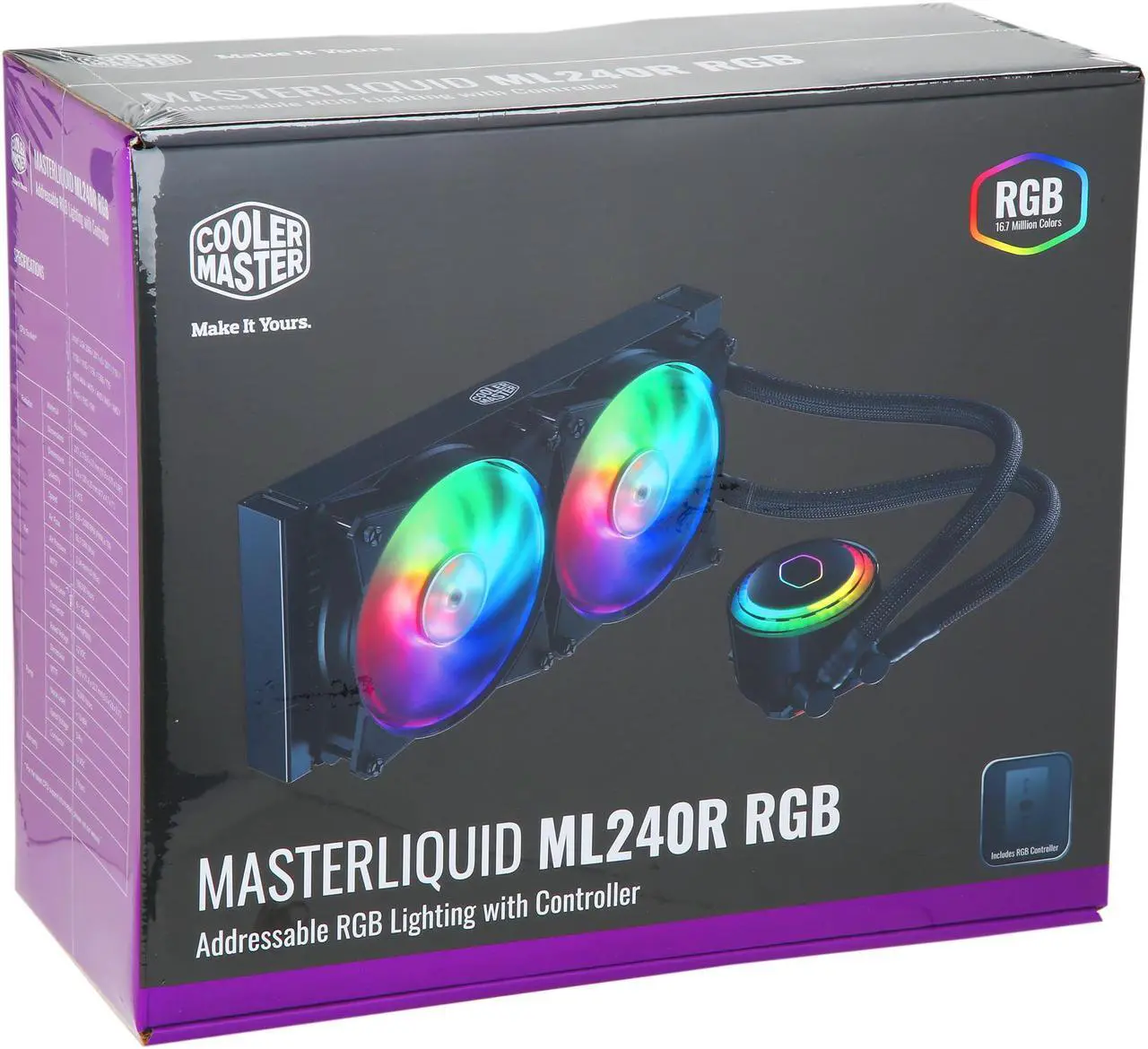 Alt view image 7 of 7 - Cooler Master MasterLiquid ML240R ARGB Close-Loop AIO CPU Liquid Cooler, 240 Radiator, Dual Chamber Pump, AddressableRGB Lighting, Dual MF120R Fans for AMD Ryzen/Intel LGA1200/1151 LGA 1700 Compatible