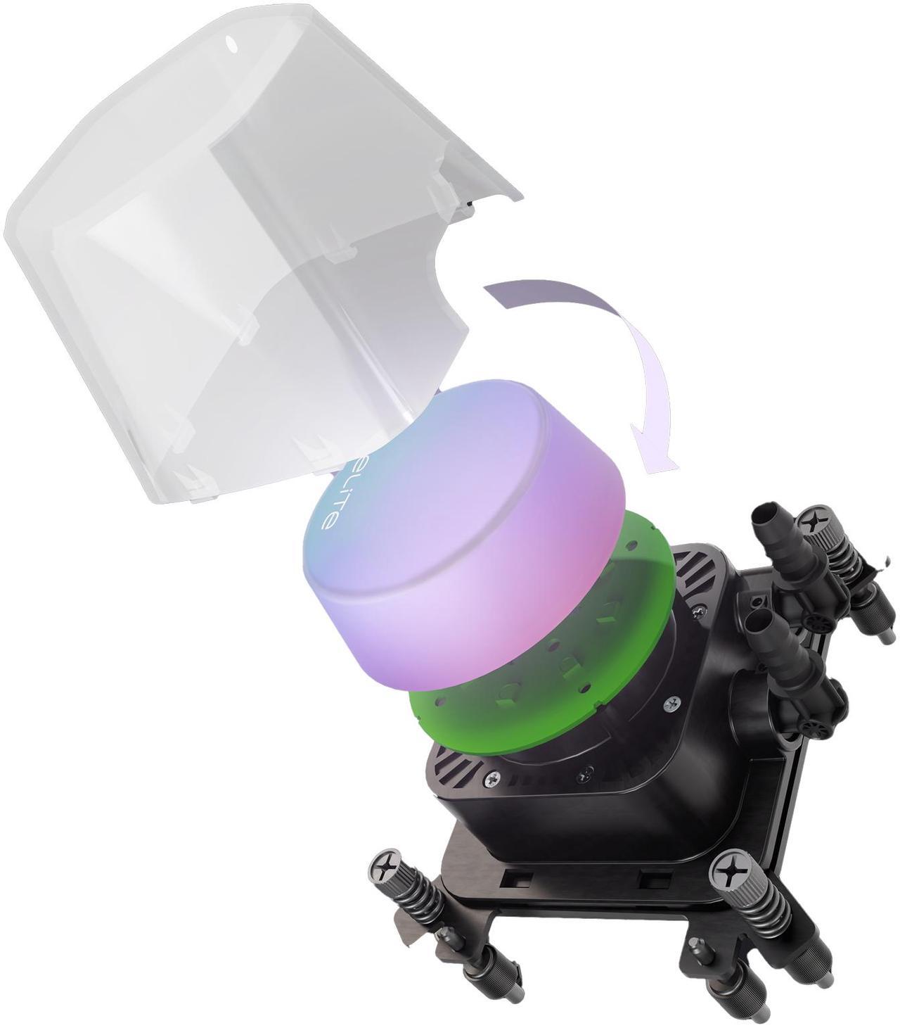 Alt view image 4 of 4 - 360 Elite Liquid AIO CPU Liquid Cooler, R9|Ultra 7, Ceramic Bearing Pump, Translucent a RGB Cover, 360 Radiator, PWM Fans, AMD Ryzen AM5|4, Intel LGA 1851|1700 Platform Design by Cooler Master