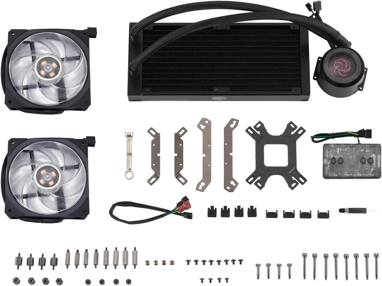 Alt view image 14 of 15 - Cooler Master MasterLiquid ML240P Mirage ARGB Close-Loop AIO CPU Liquid Cooler, 240 Radiator, Transparent Pump, Addressable RGB Lighting, Dual MF120 Fans for AMD Ryzen, TR4 /Intel LGA1200/1151