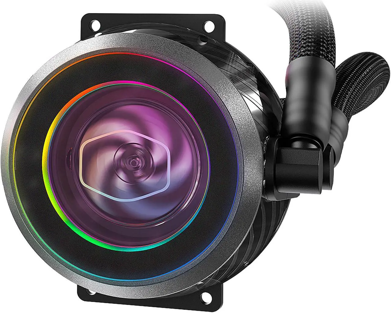 Alt view image 11 of 15 - Cooler Master MasterLiquid ML240P Mirage ARGB Close-Loop AIO CPU Liquid Cooler, 240 Radiator, Transparent Pump, Addressable RGB Lighting, Dual MF120 Fans for AMD Ryzen, TR4 /Intel LGA1200/1151