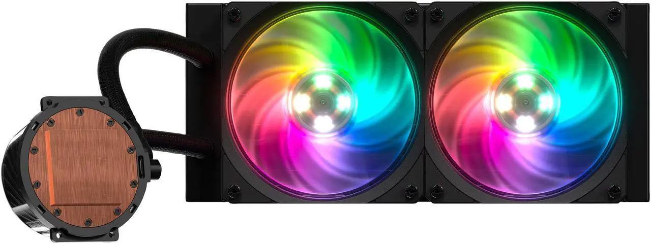 Alt view image 7 of 15 - Cooler Master MasterLiquid ML240P Mirage ARGB Close-Loop AIO CPU Liquid Cooler, 240 Radiator, Transparent Pump, Addressable RGB Lighting, Dual MF120 Fans for AMD Ryzen, TR4 /Intel LGA1200/1151