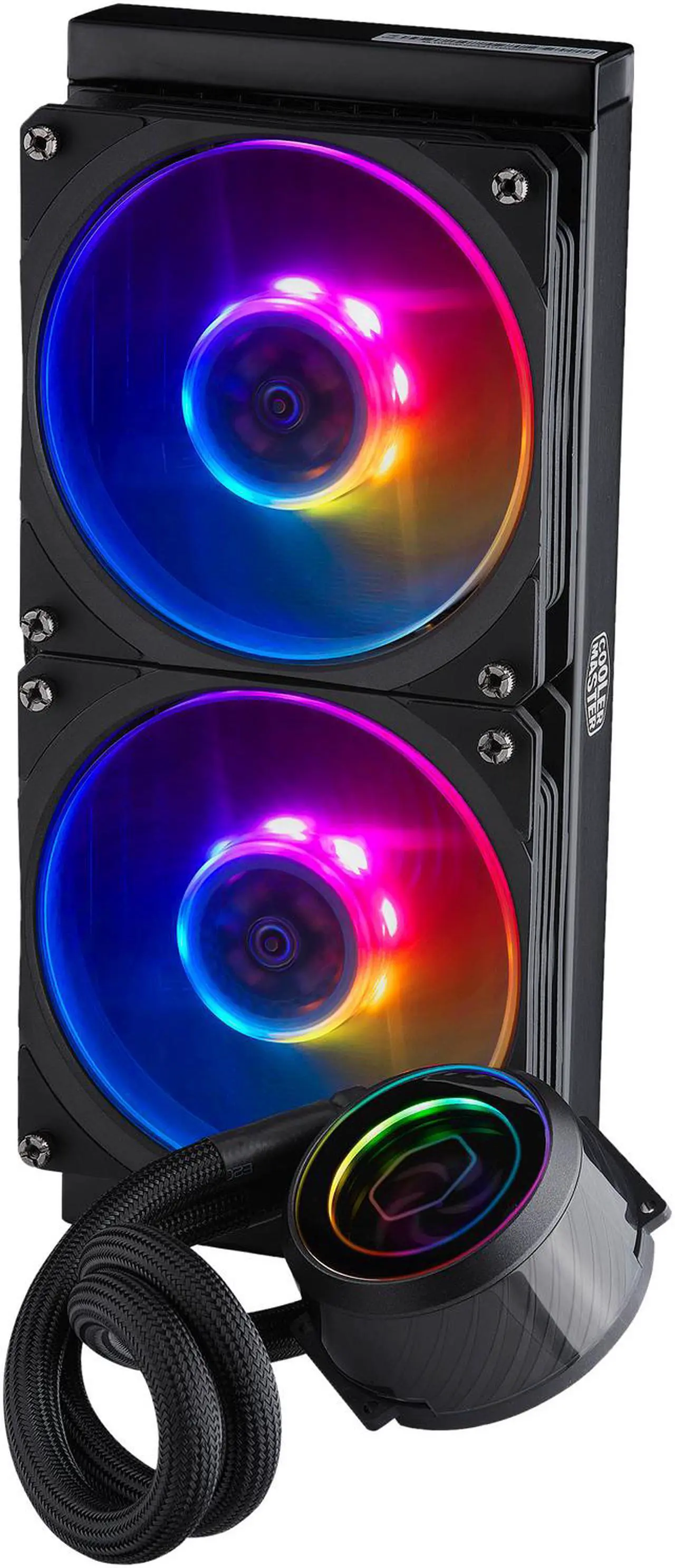 Alt view image 5 of 15 - Cooler Master MasterLiquid ML240P Mirage ARGB Close-Loop AIO CPU Liquid Cooler, 240 Radiator, Transparent Pump, Addressable RGB Lighting, Dual MF120 Fans for AMD Ryzen, TR4 /Intel LGA1200/1151