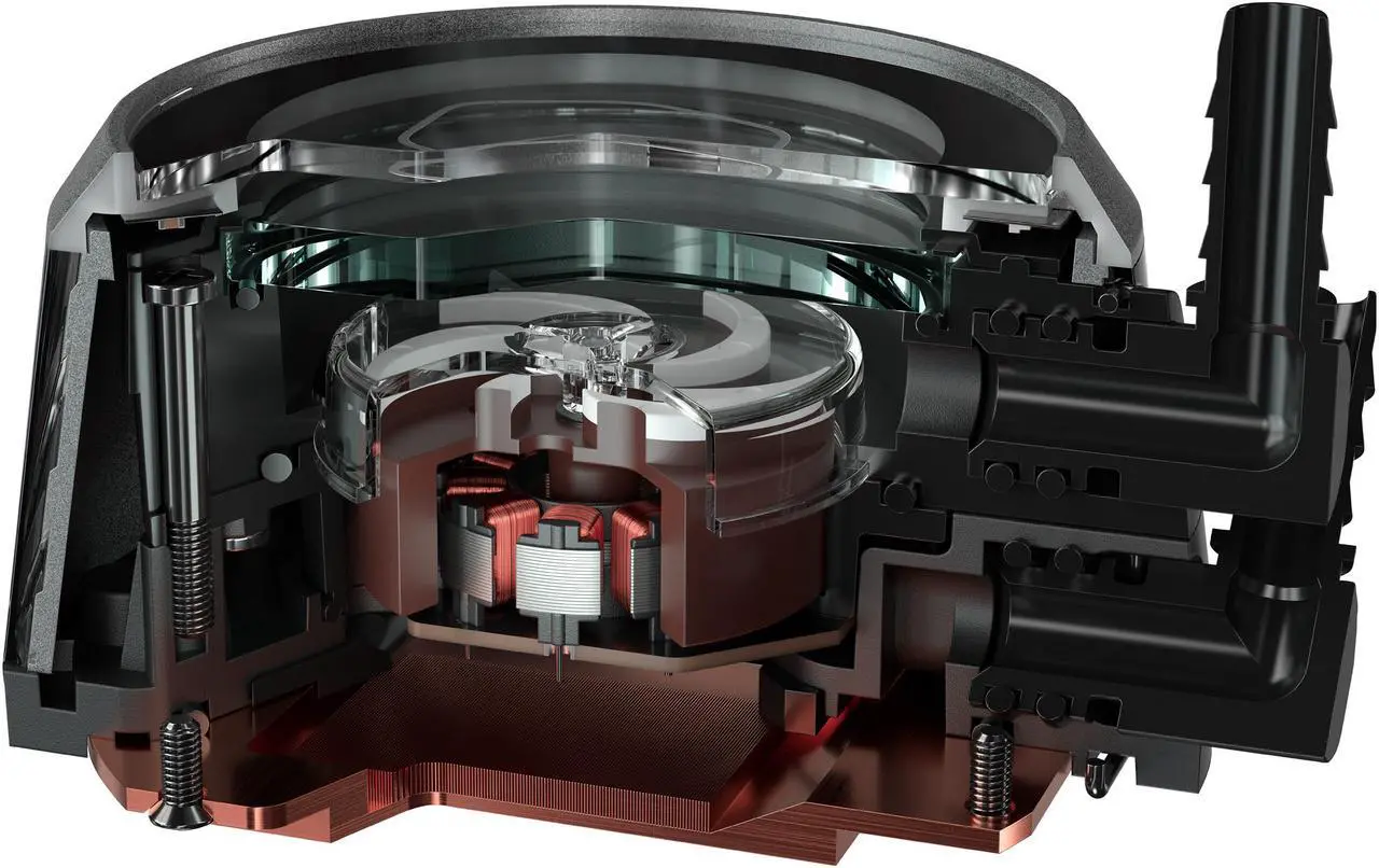 Alt view image 13 of 15 - Cooler Master MasterLiquid ML240P Mirage ARGB Close-Loop AIO CPU Liquid Cooler, 240 Radiator, Transparent Pump, Addressable RGB Lighting, Dual MF120 Fans for AMD Ryzen, TR4 /Intel LGA1200/1151