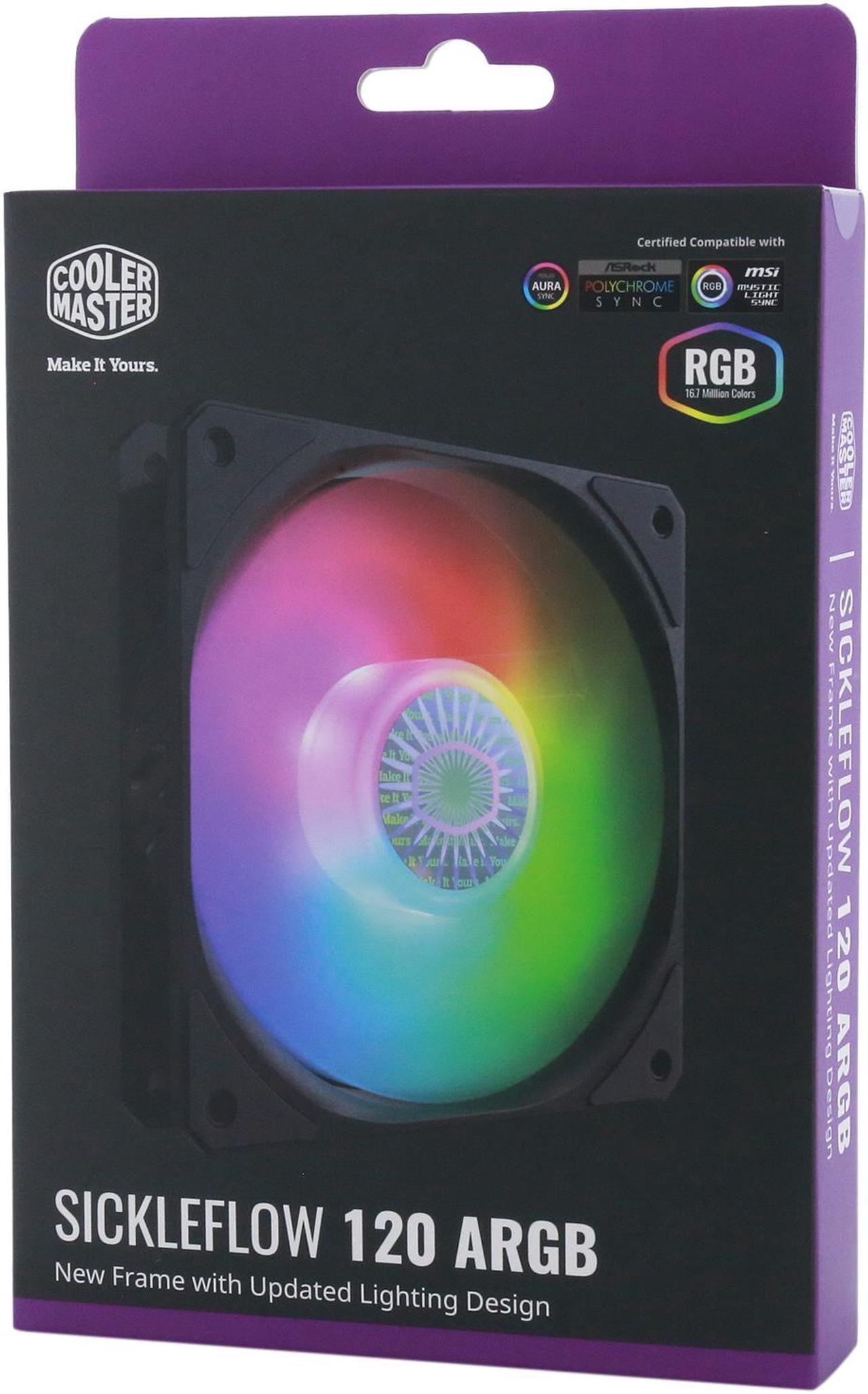 Alt view image 9 of 9 - Cooler Master SickleFlow 120 V2 Addressable RGB Square Frame Fan, Individually Customizable LEDS, Air Balance Curve Blade Design, Sealed Bearing, PWM Control for Computer Case & Liquid Radiator