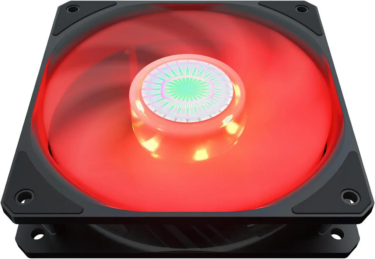 Alt view image 4 of 16 - Cooler Master SickleFlow 120 V2 Red Led Square Frame Fan with Air Balance Curve Blade Design, Sealed Bearing, PWM Control for Computer Case & Liquid Radiator