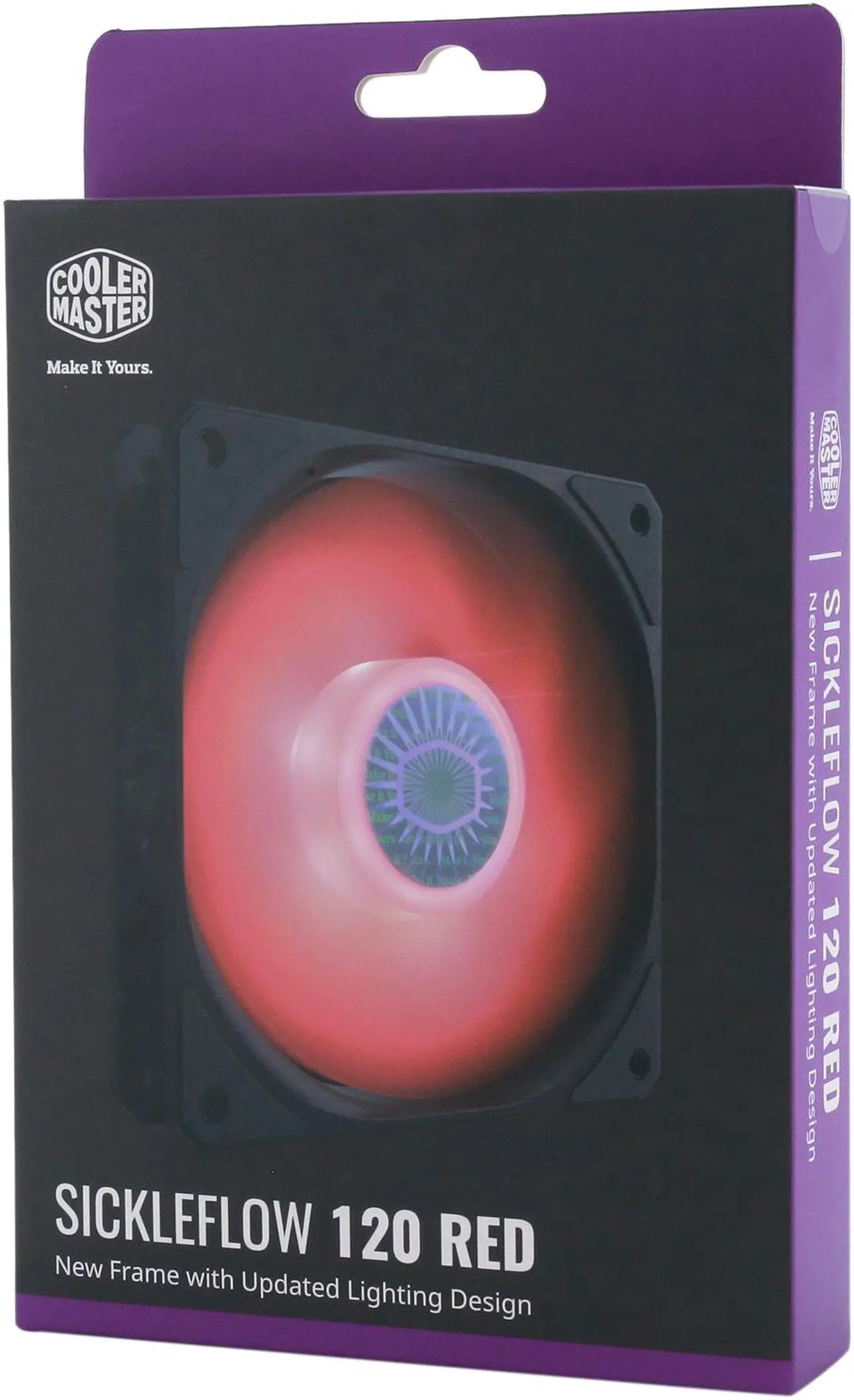 Alt view image 9 of 16 - Cooler Master SickleFlow 120 V2 Red Led Square Frame Fan with Air Balance Curve Blade Design, Sealed Bearing, PWM Control for Computer Case & Liquid Radiator