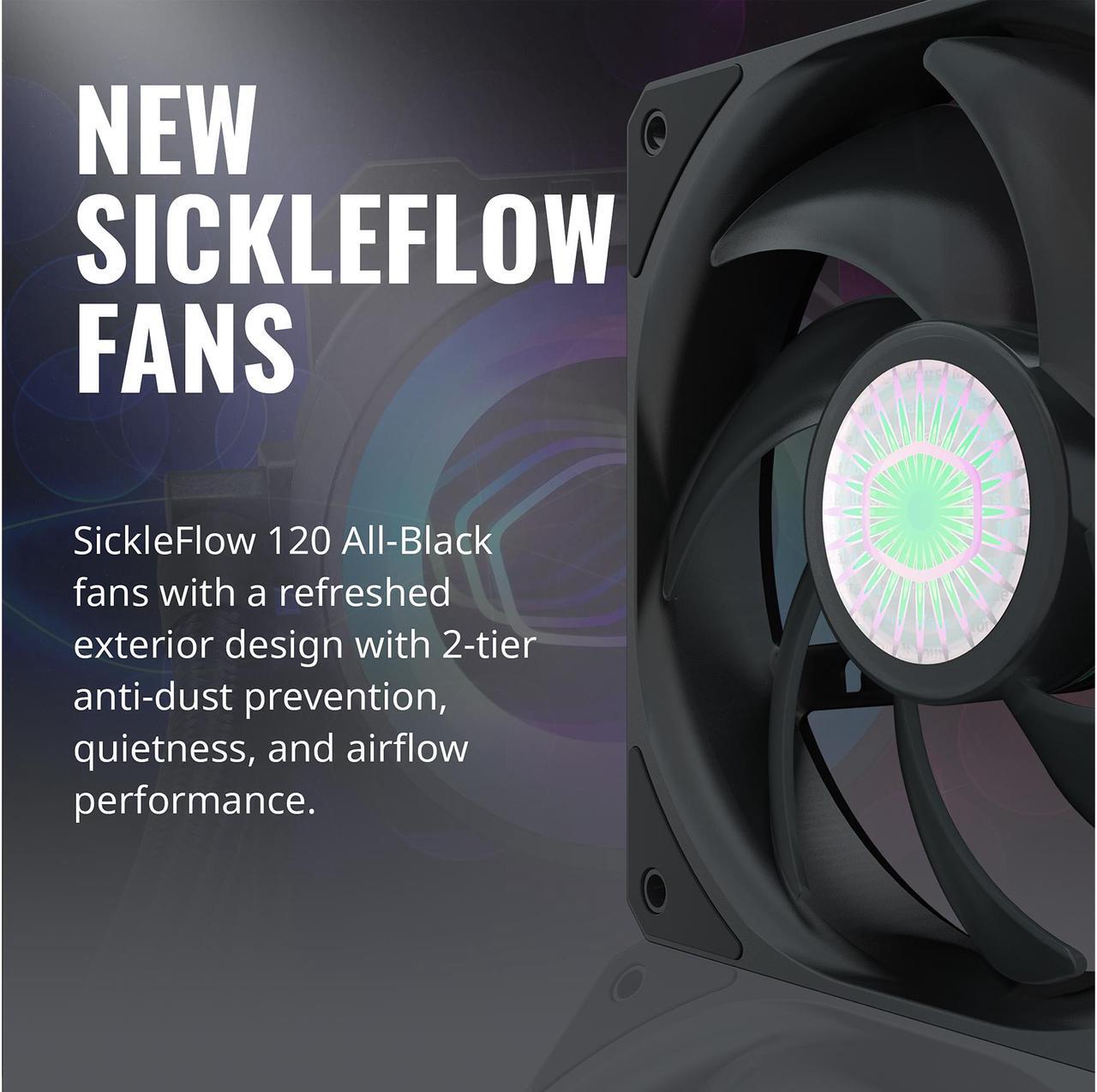 Alt view image 10 of 15 - MasterLiquid ML360 Mirror ARGB Close-Loop AIO CPU Liquid Cooler, Mirror ARGB Pump, 360 Radiator, Triple SickleFlow 120mm, 3rd Gen Dual Chamber Pump for AMD Ryzen/Intel 1200, 1151, LGA 1700 Compatible