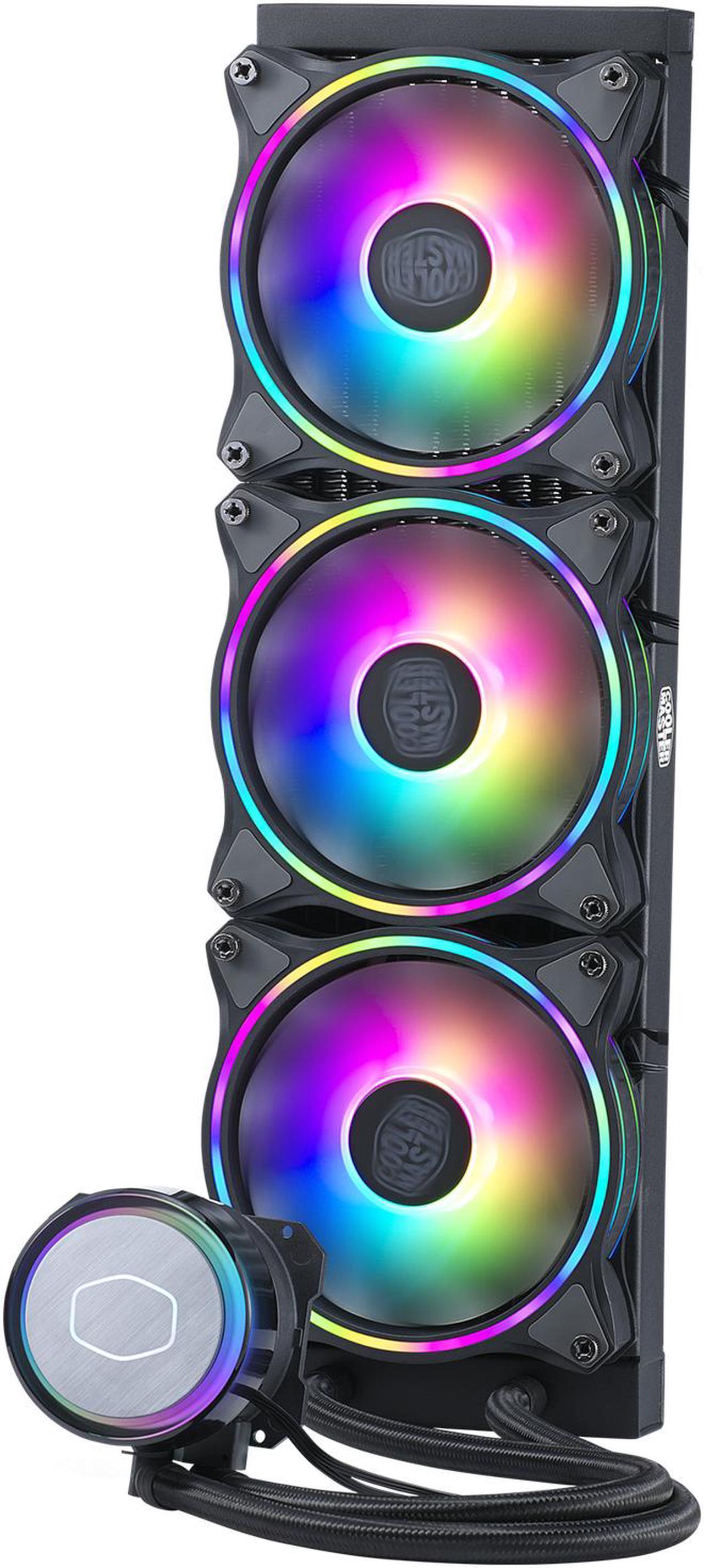 Alt view image 3 of 14 - CoolerMaster MasterLiquid ML360 Illusion, Translucent Dome, 3rd Gen Dual Chamber Pump, 240 Radiator, Dual MF120 Halo for AMD Ryzen/Intel 1200/1151 Close-Loop AIO CPU Liquid Cooler LGA 1700 Compatible