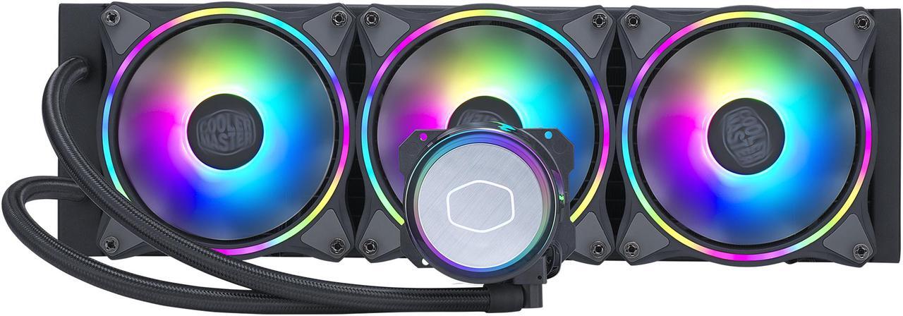 Alt view image 2 of 14 - CoolerMaster MasterLiquid ML360 Illusion, Translucent Dome, 3rd Gen Dual Chamber Pump, 240 Radiator, Dual MF120 Halo for AMD Ryzen/Intel 1200/1151 Close-Loop AIO CPU Liquid Cooler LGA 1700 Compatible
