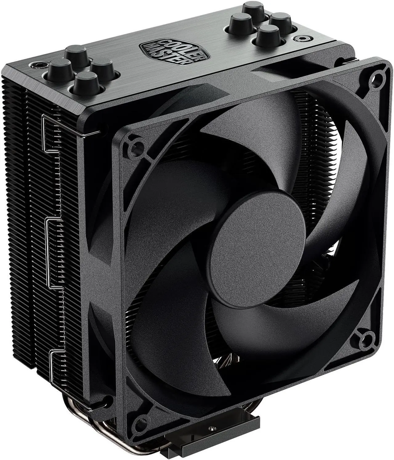 Main image of Cooler Master Hyper 212 Black Edition CPU Air Cooler, Silencio FP120 Fan, Anodized Gun-Metal Black, Brushed Nickel Fins, 4 Copper Direct Contact Heat Pipes for AMD Ryzen/Intel LGA1700/1200/1151