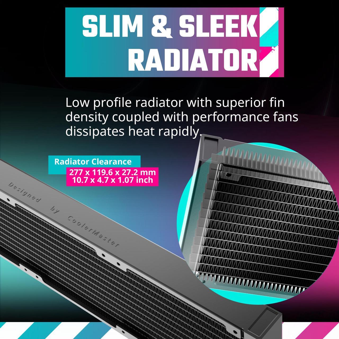 Alt view image 8 of 15 - Cooler Master MasterLiquid PL240 FLUX Close-Loop AIO CPU Liquid Cooler, Dual Chamber Pump, Ceramic Bearing Impeller, Enlarged Copper Base, ARGB PL-Flux 120mm Fans for AMD Ryzen/Intel 1700/1200/1156/1155/1151/1150