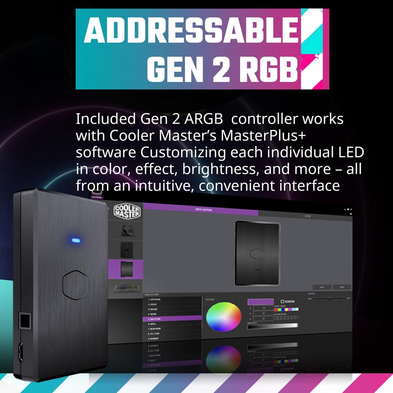 Alt view image 10 of 15 - Cooler Master MasterLiquid PL240 FLUX Close-Loop AIO CPU Liquid Cooler, Dual Chamber Pump, Ceramic Bearing Impeller, Enlarged Copper Base, ARGB PL-Flux 120mm Fans for AMD Ryzen/Intel 1700/1200/1156/1155/1151/1150