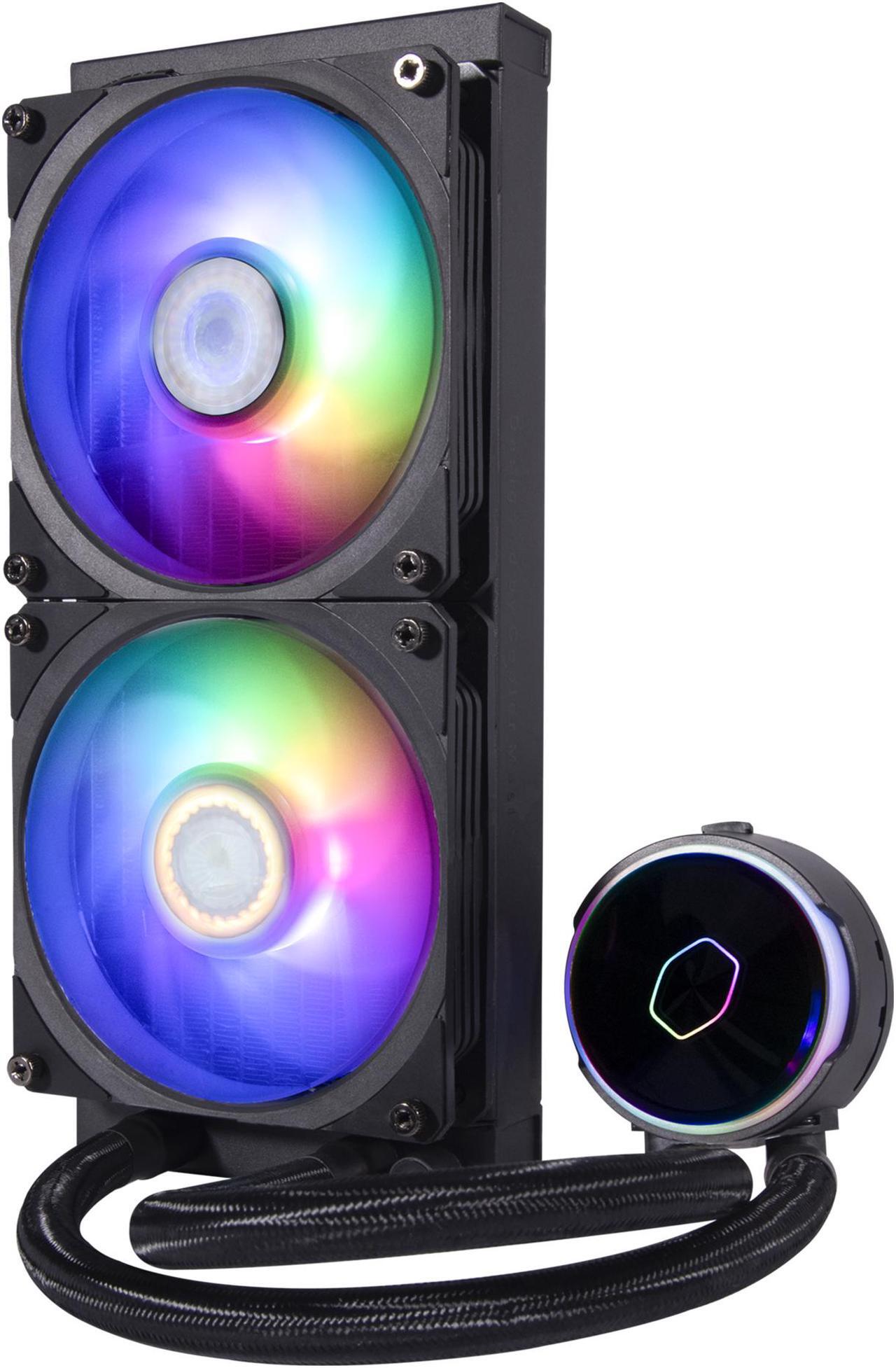 Alt view image 12 of 15 - Cooler Master MasterLiquid PL240 FLUX Close-Loop AIO CPU Liquid Cooler, Dual Chamber Pump, Ceramic Bearing Impeller, Enlarged Copper Base, ARGB PL-Flux 120mm Fans for AMD Ryzen/Intel 1700/1200/1156/1155/1151/1150