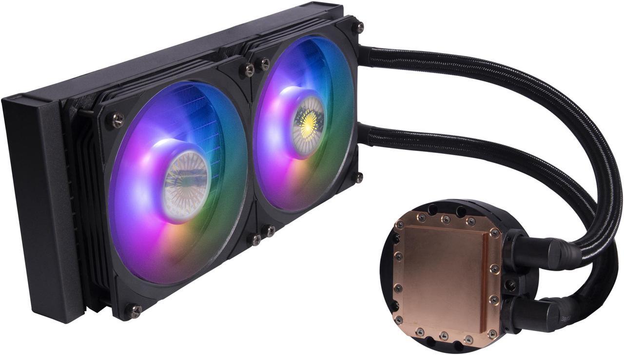 Alt view image 13 of 15 - Cooler Master MasterLiquid PL240 FLUX Close-Loop AIO CPU Liquid Cooler, Dual Chamber Pump, Ceramic Bearing Impeller, Enlarged Copper Base, ARGB PL-Flux 120mm Fans for AMD Ryzen/Intel 1700/1200/1156/1155/1151/1150