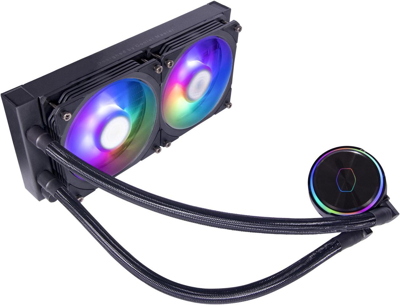 Alt view image 15 of 15 - Cooler Master MasterLiquid PL240 FLUX Close-Loop AIO CPU Liquid Cooler, Dual Chamber Pump, Ceramic Bearing Impeller, Enlarged Copper Base, ARGB PL-Flux 120mm Fans for AMD Ryzen/Intel 1700/1200/1156/1155/1151/1150