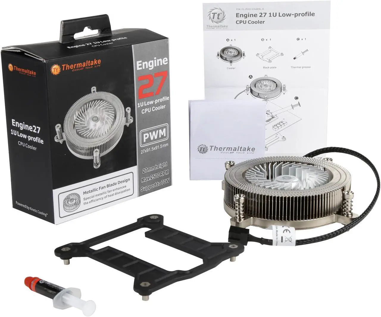 Alt view image 7 of 6 - Thermaltake Engine 27 1U Low-Profile 70W Intel 60mm Low Noise PWM Fan Forty Fan Blade CPU Cooler CL-P032-CA06SL-A