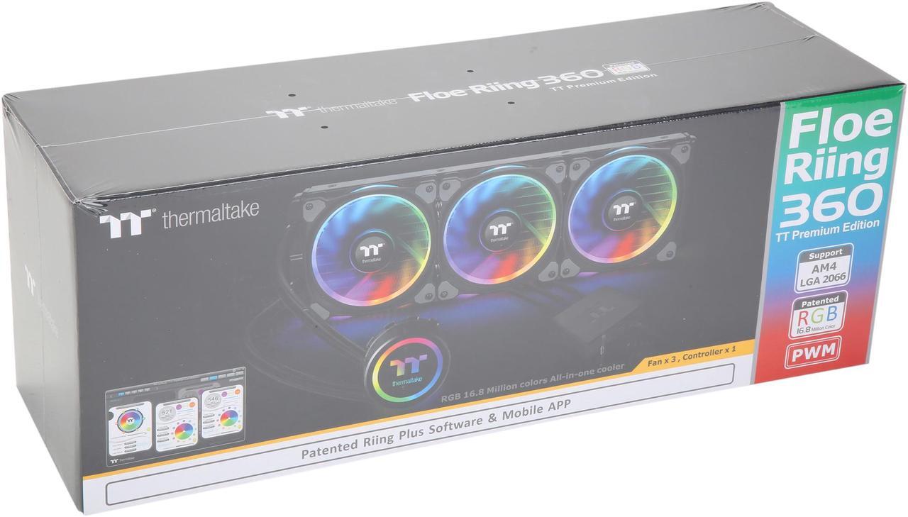 Alt view image 10 of 10 - Thermaltake Floe AIO Triple Riing RGB 360 TT Premium Edition PWM AM4 LGA2066 Ready Liquid Cooling System, CL-W158-PL12SW-A LGA 1700 Compatible