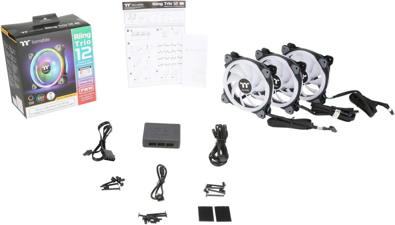 Alt view image 11 of 11 - Thermaltake Riing Trio 12 RGB Radiator Fan TT Premium Edition (3-Fan Pack) CL-F072-PL12SW-A RGB LED Case Fan