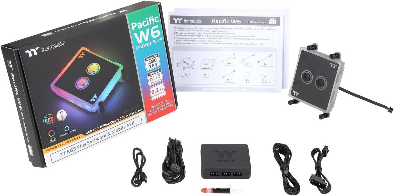 Alt view image 7 of 6 - Thermaltake W6, RBG Software Enabled (TT RGB Plus/Alexa/Razer Chroma), AMD Ryzen Threadripper TR4 Full Coverage, Built-in Temp Sensor CPU Water Block CL-W225-CU00SW-A