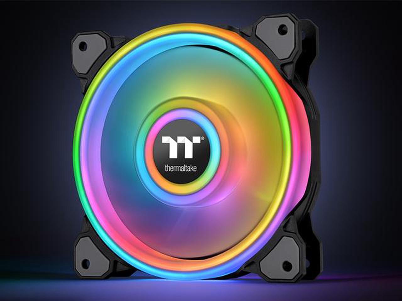 Alt view image 7 of 8 - Thermaltake Riing Quad CL-F089-PL14SW-B 140mm RGB LED Radiator Fan 3 Pack
