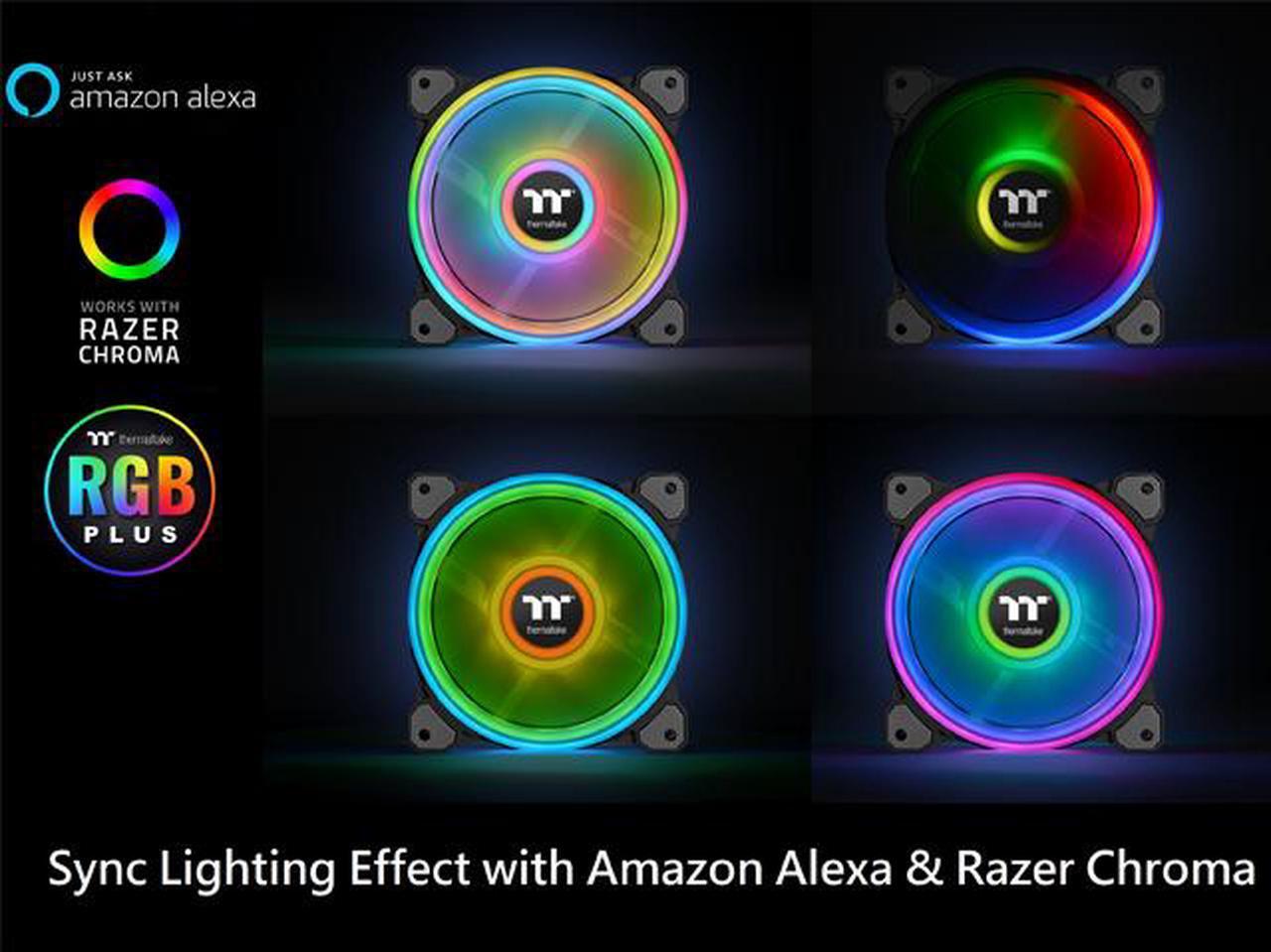 Alt view image 8 of 8 - Thermaltake Riing Quad CL-F089-PL14SW-B 140mm RGB LED Radiator Fan 3 Pack