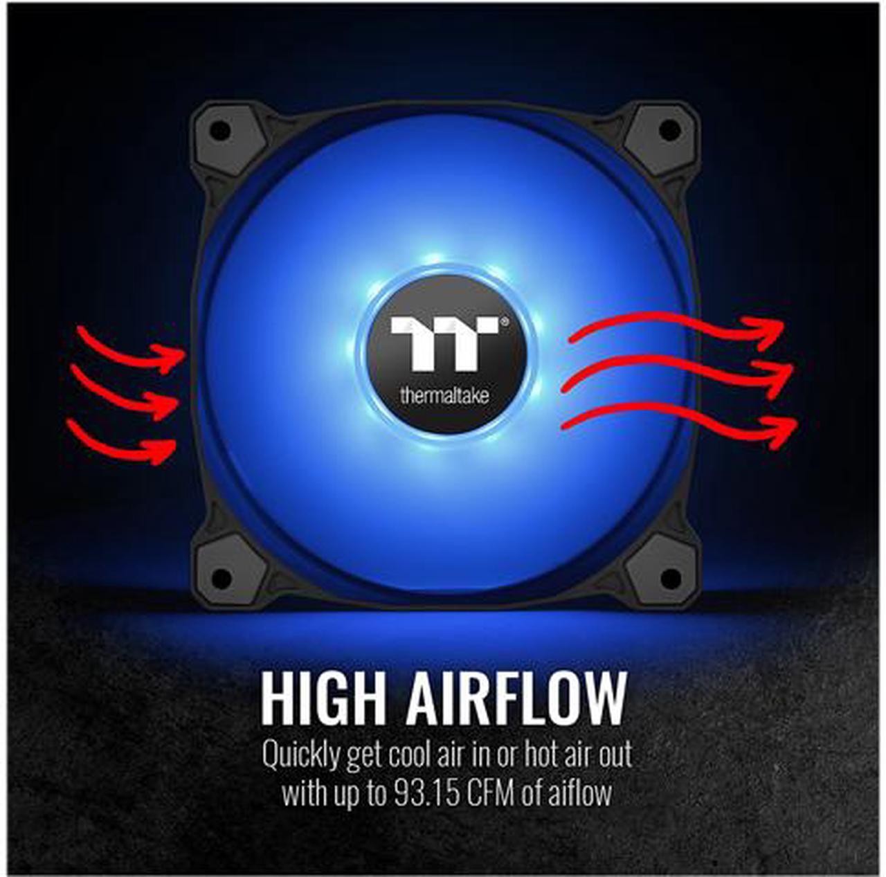 Alt view image 7 of 8 - Thermaltake Pure A14 140mm Blue LED PWM Controlled Hydraulic Bearing High Airflow High Performance Case/Radiator Fan, CL-F110-PL14BU-B