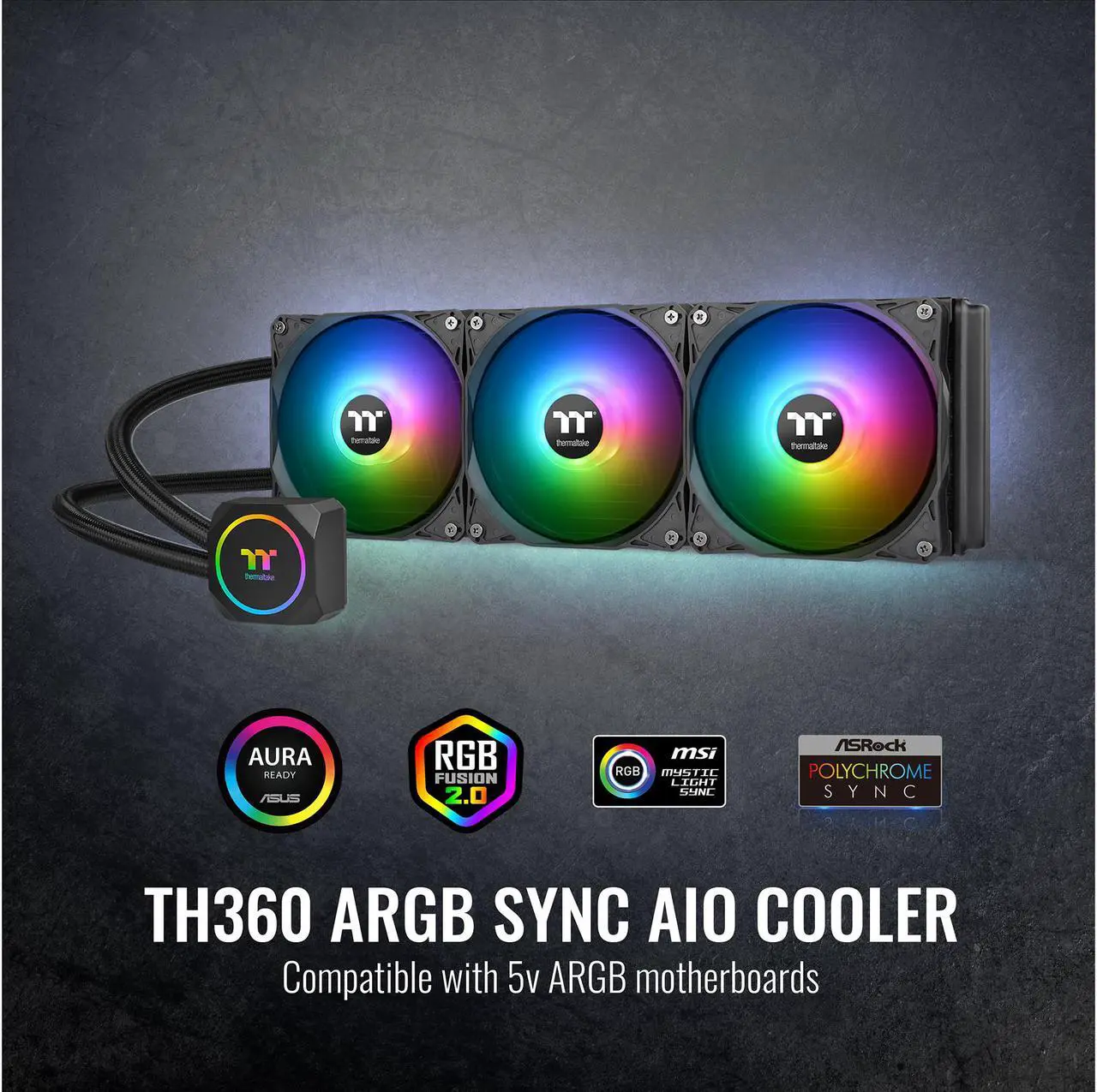 Alt view image 5 of 8 - Thermaltake TH360 ARGB Motherboard Sync Edition Intel/AMD All-in-One Liquid Cooling System 360mm High Efficiency Radiator CPU Cooler, CL-W300-PL12SW-A LGA 1700 Compatible